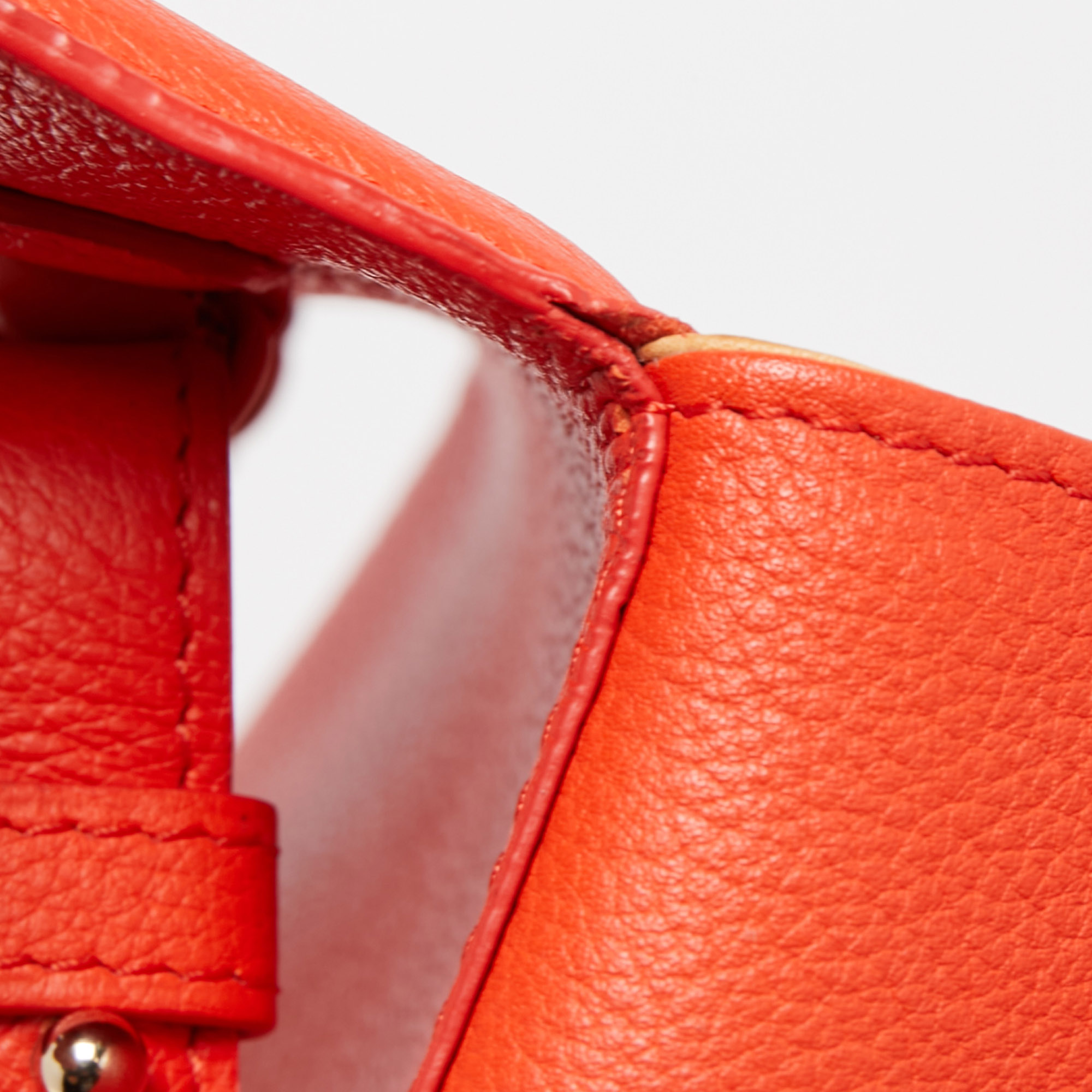 Delvaux Orange Leather Brillant MM Top Handle Bag