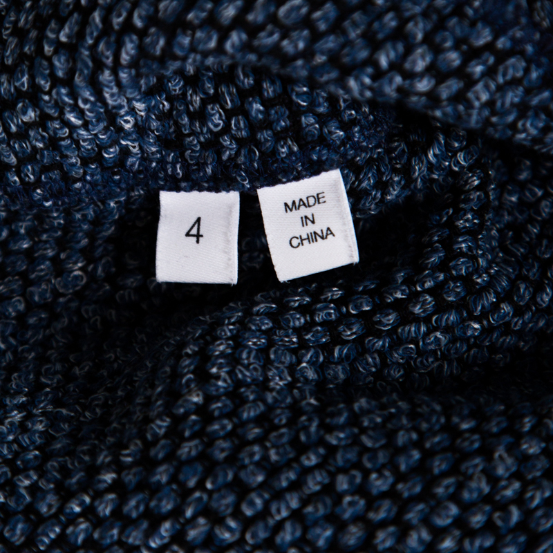 10 Crosby Derek Lam Navy Blue And Black Textured Raw Trim Detail Open Front Jacket S