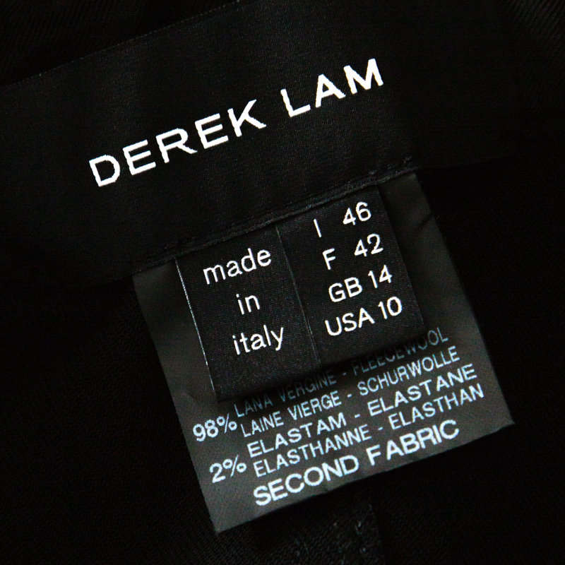 Derek Lam Grey & Black Silk Blend & Wool Front Zip Paneled Skirt L