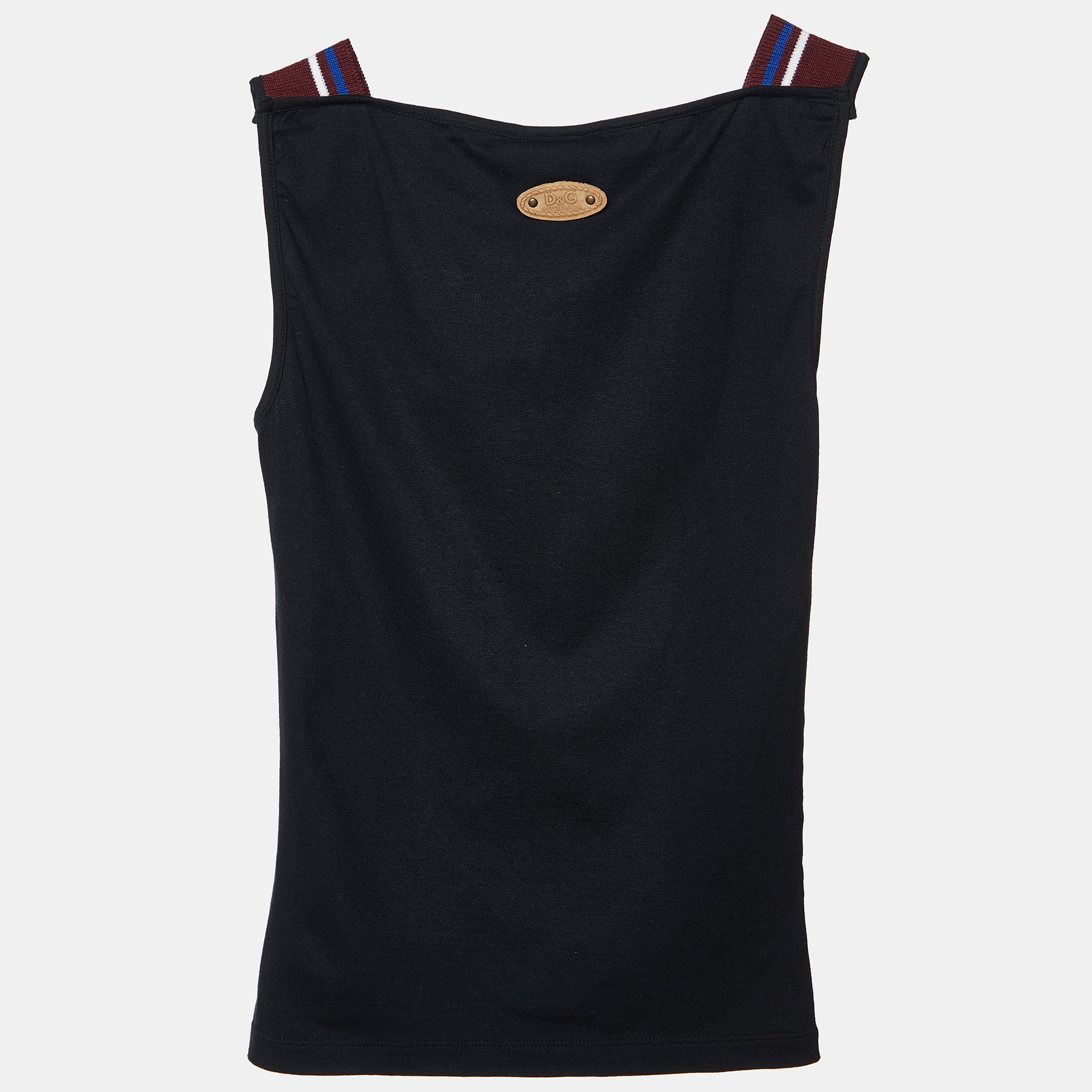 D&G Navy Blue Cotton Knit Sleeveless Top S