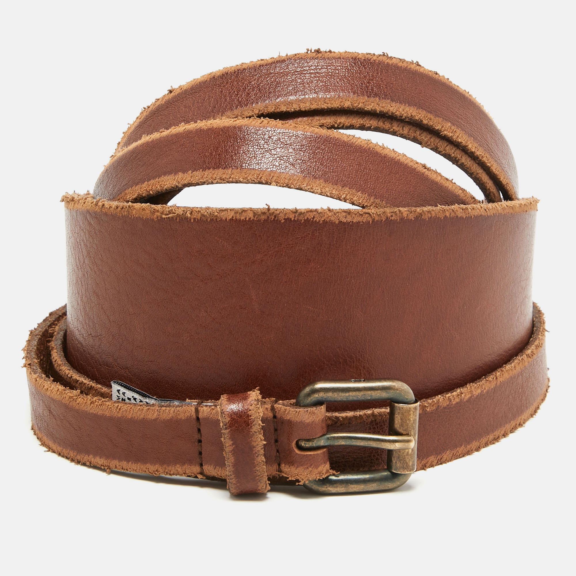 D&g brown leather wrap around waist belt 100 cm