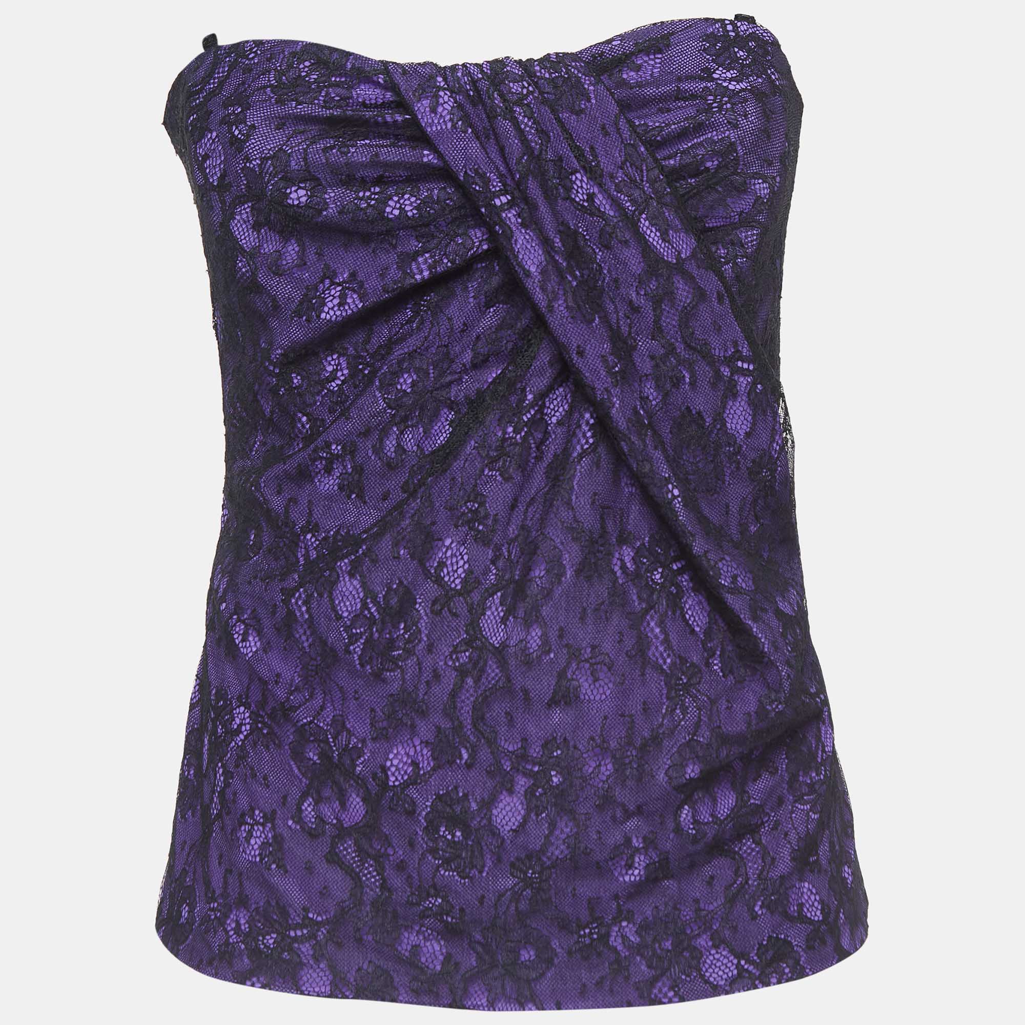 D&g purple lace corset tube bustier m