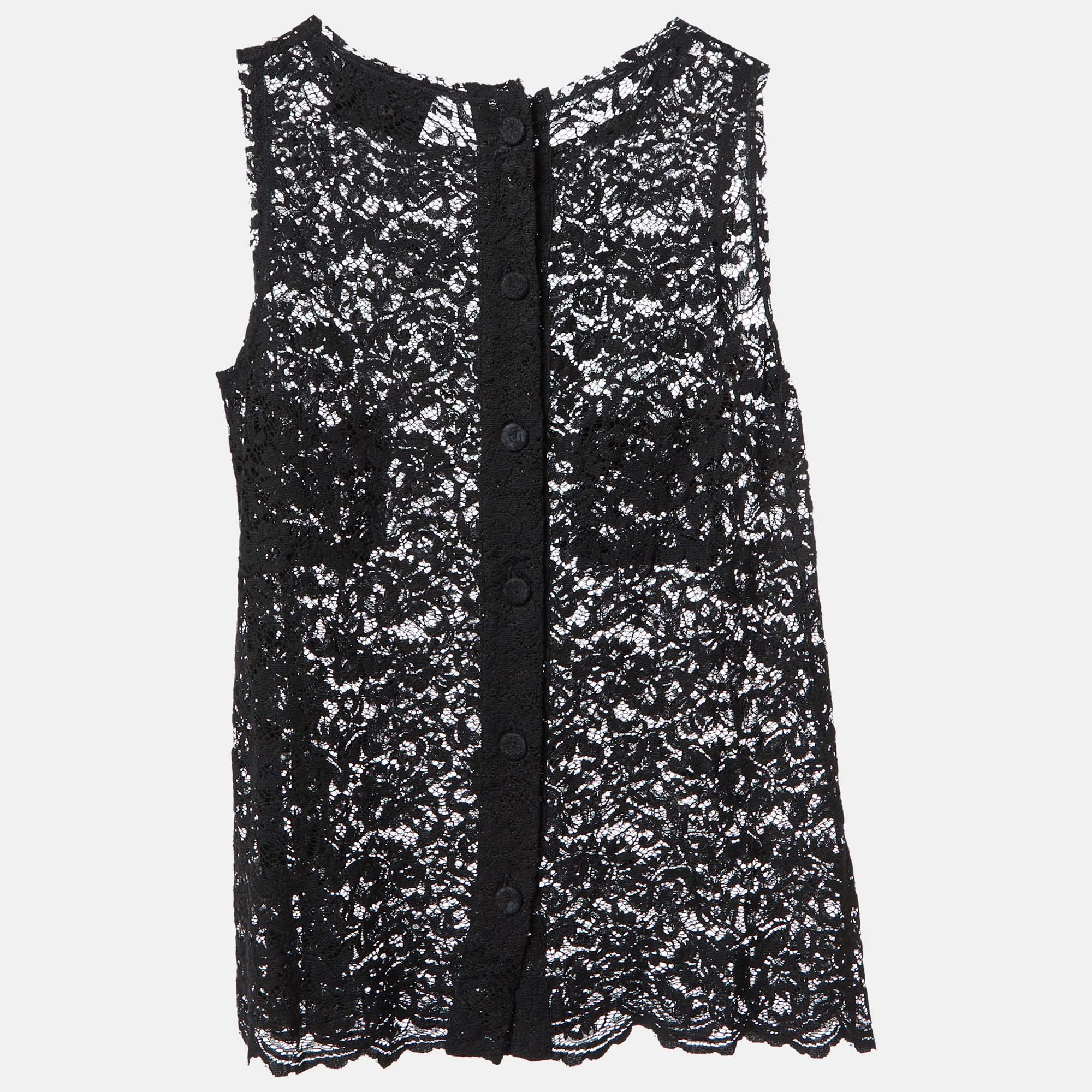 D&G Black Lace Sleeveless Top M