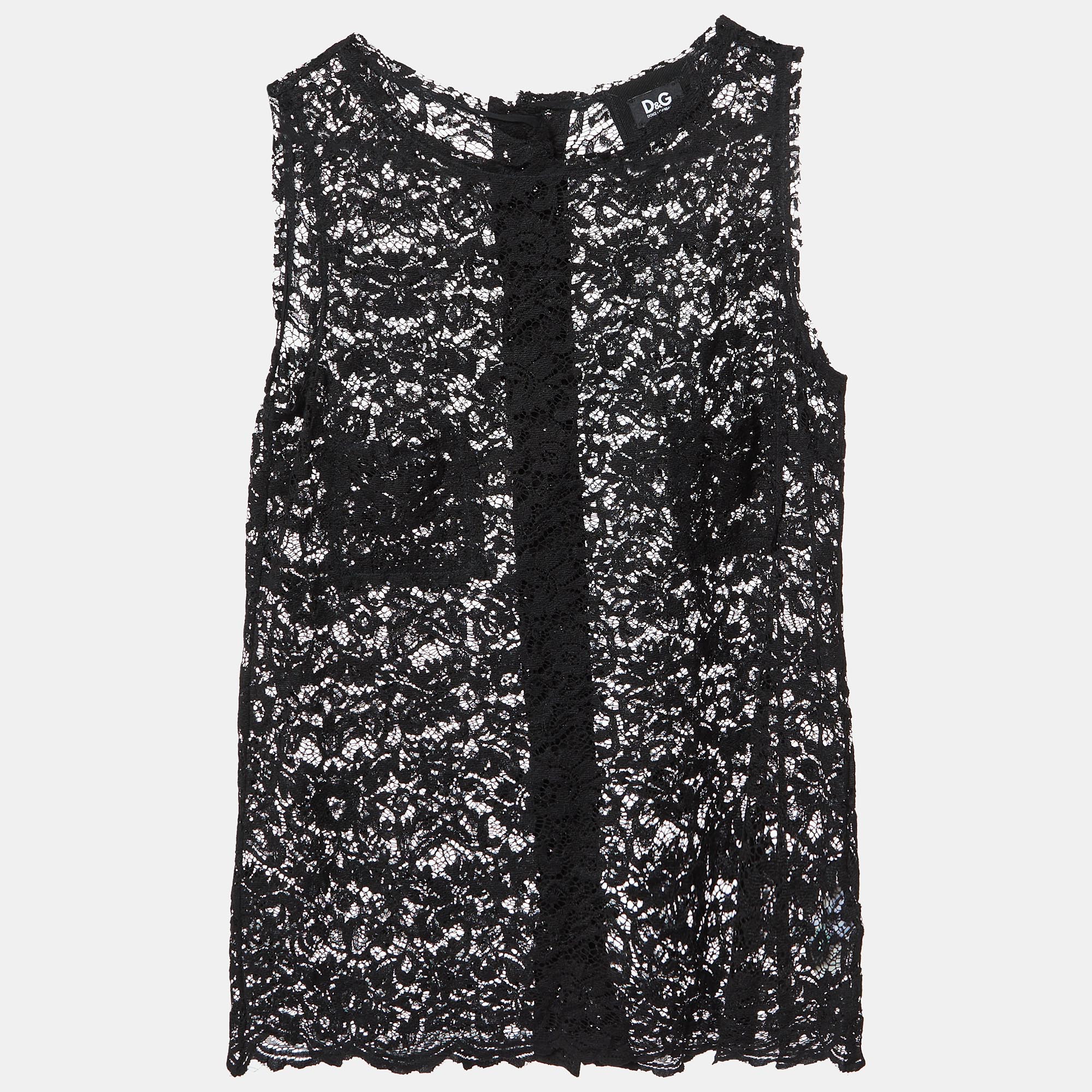 D&G Black Lace Sleeveless Top M