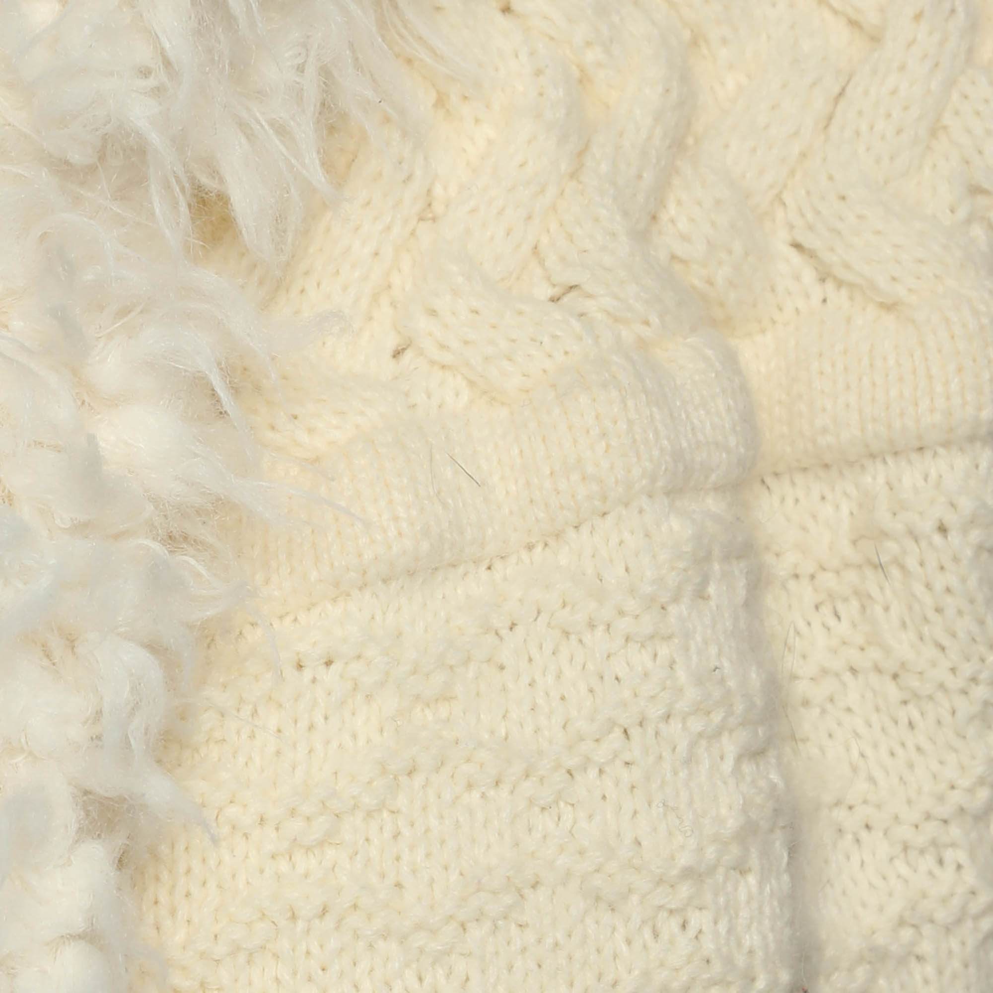 D&G Cream Knitted Cotton Blend Faux Fur Vest S