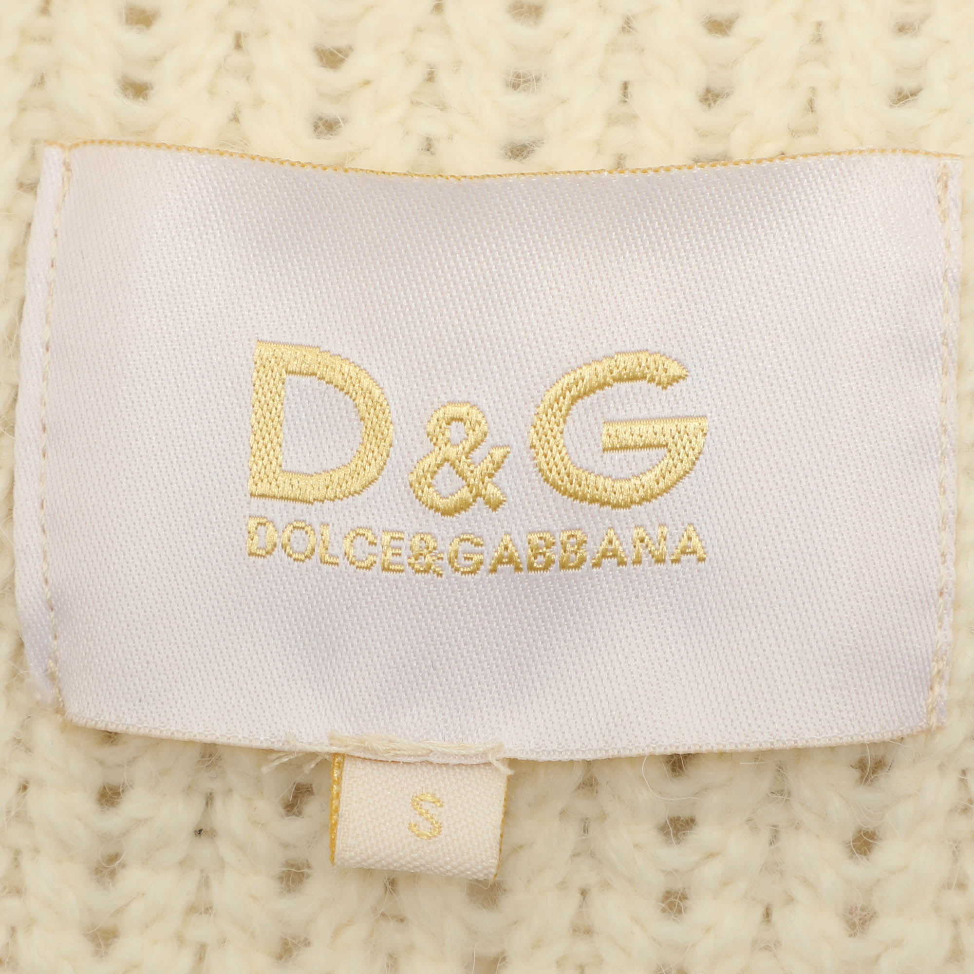 D&G Cream Knitted Cotton Blend Faux Fur Vest S