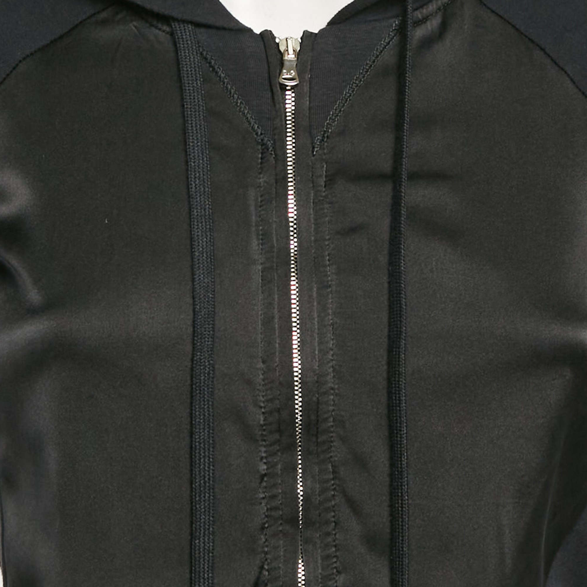 D&G Black Satin And Cotton Knit Zip-Up Jacket S