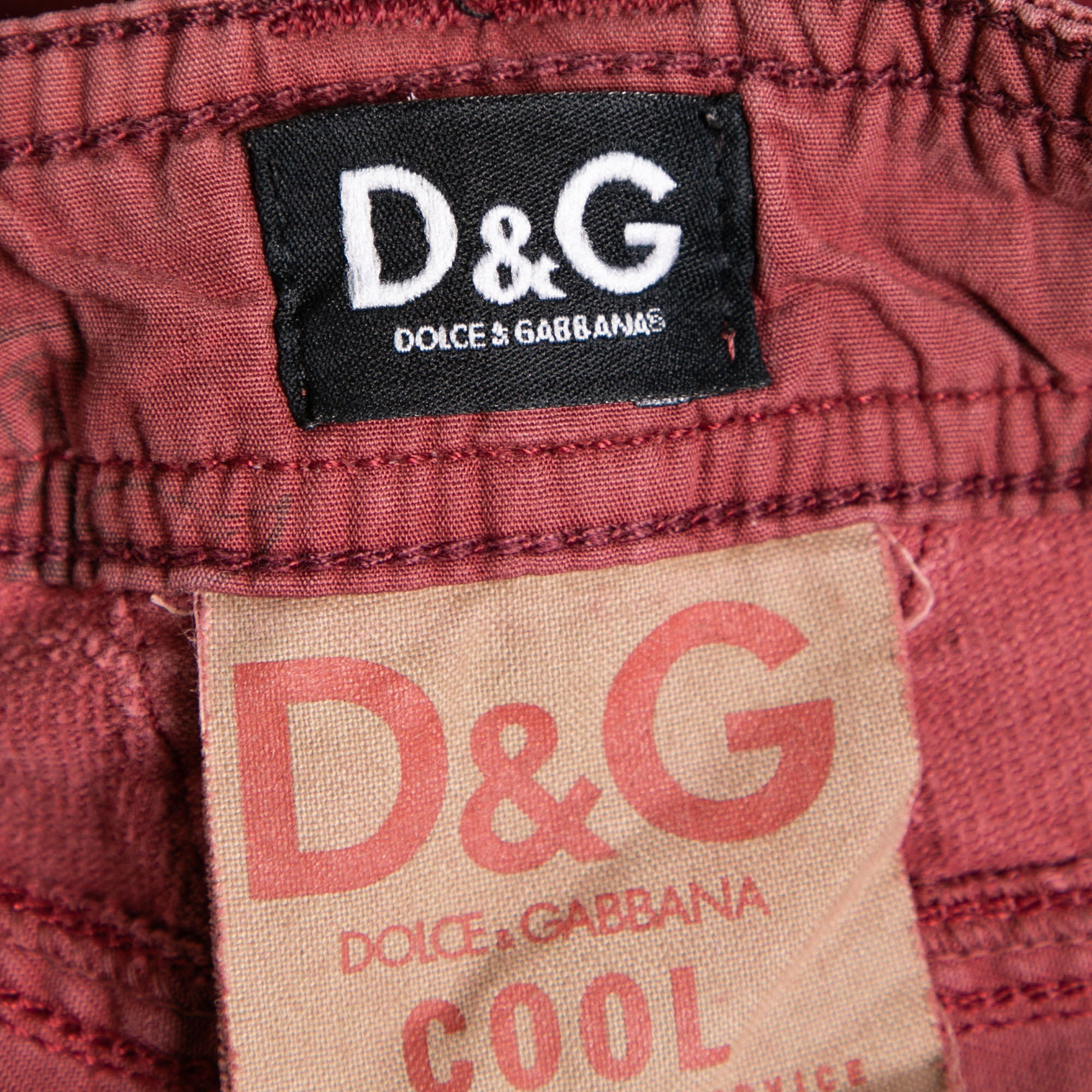 D&G Red Corduroy Low Rise Boot-Cut Tight Fit Pants S Waist 29