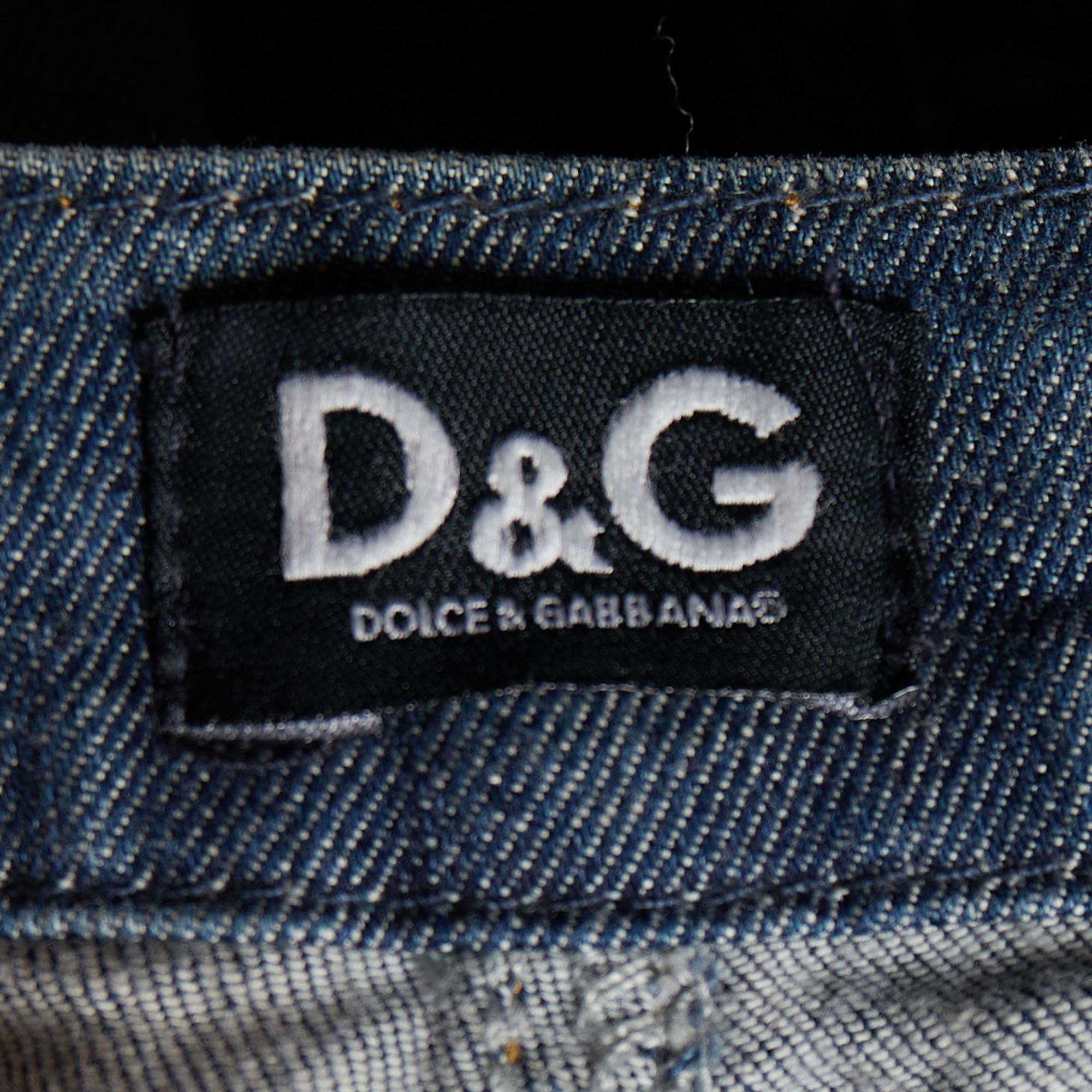 D&G Blue Distressed Denim Straight Leg Jeans M