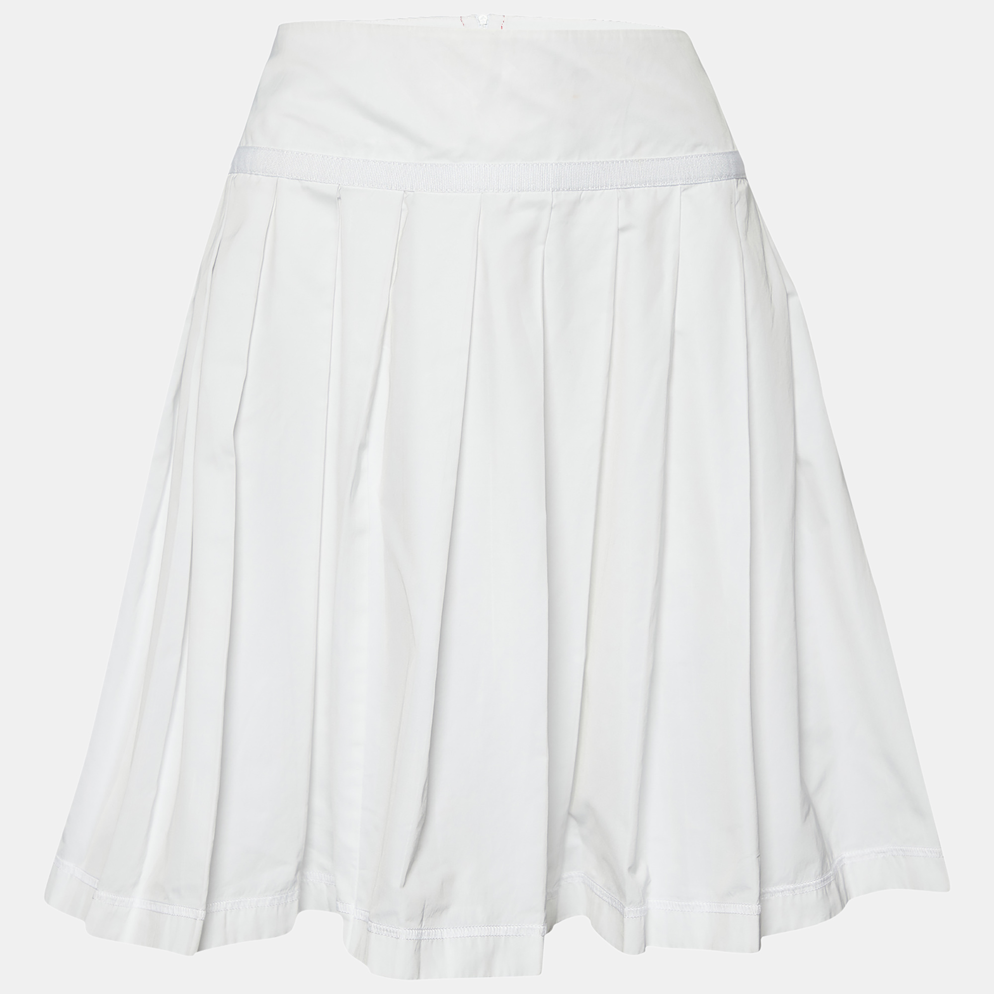 D&G White Cotton Pleated Mini Skirt M