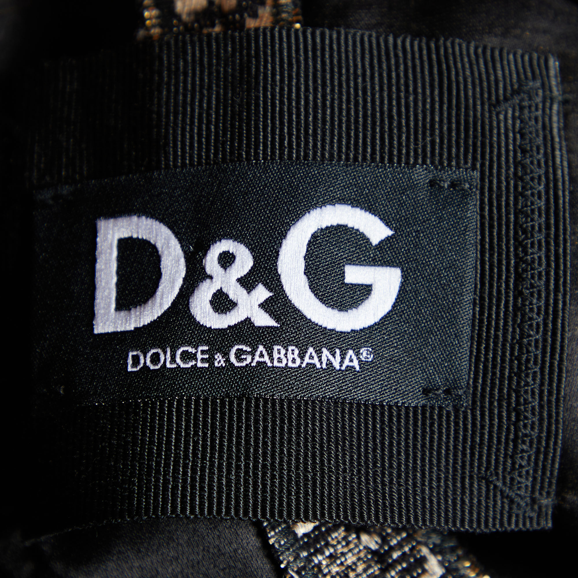 D&G Black & Gold Brocade Oversized Coat M