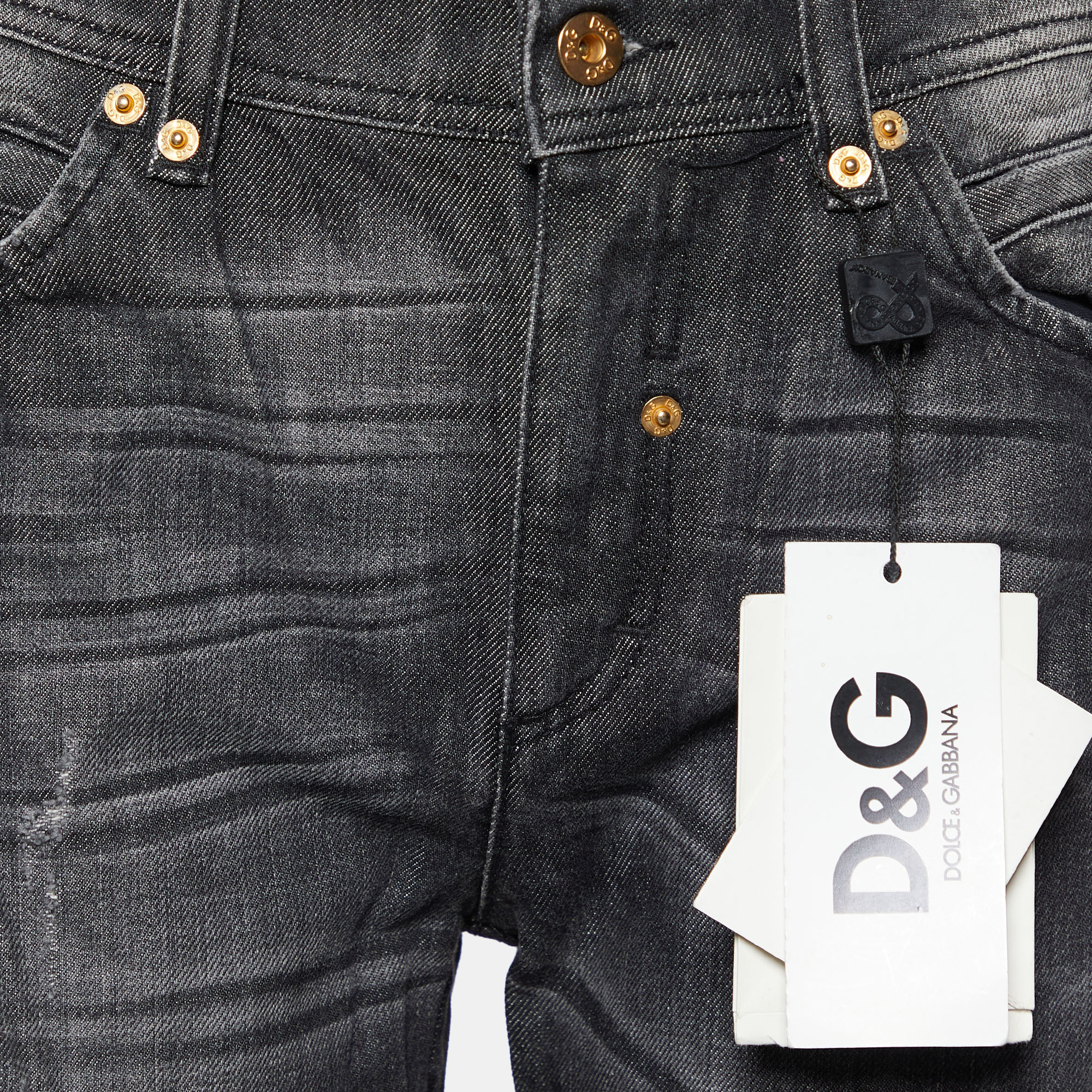 D&G Black Denim Distressed Jeans M