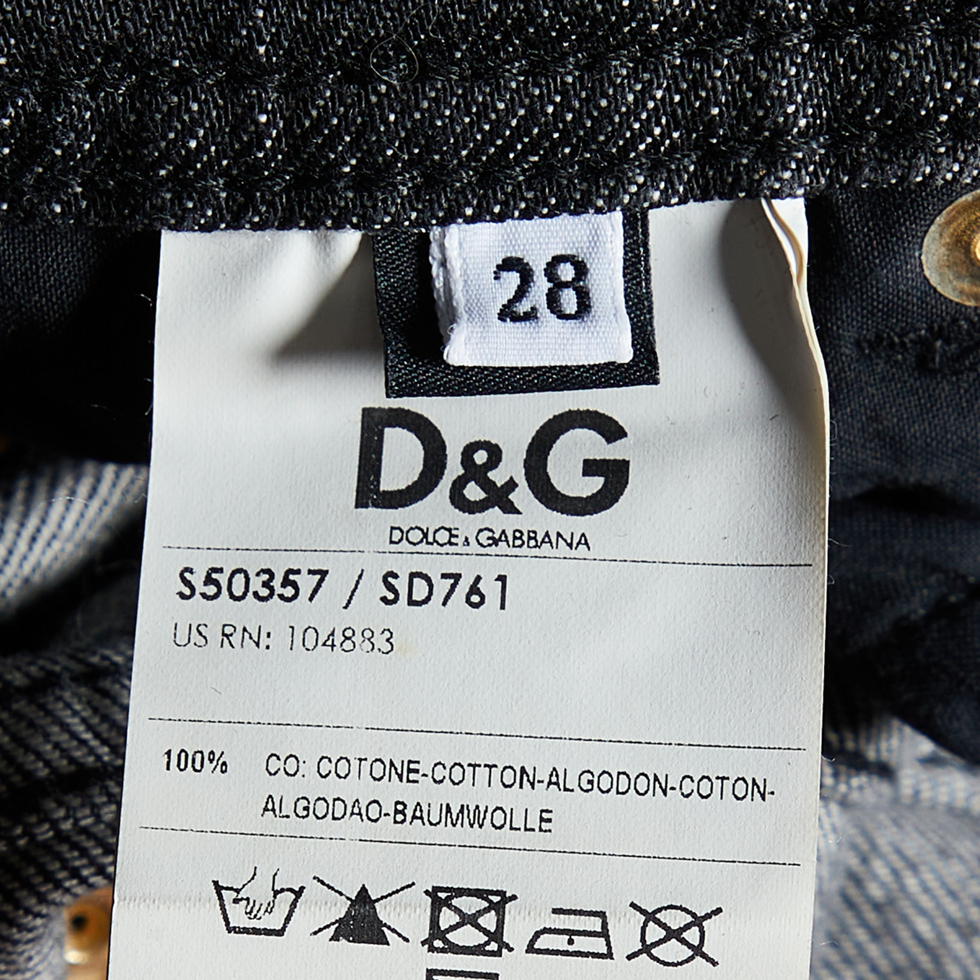 D&G Black Denim Distressed Jeans M
