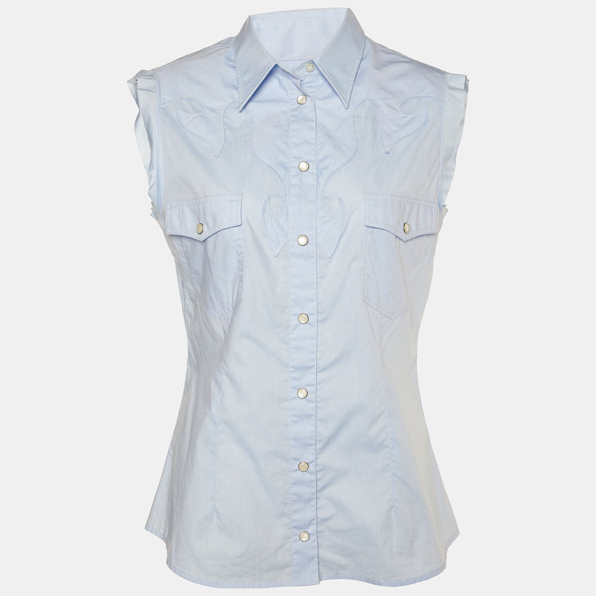 D&g blue cotton sleeveless button front shirt m
