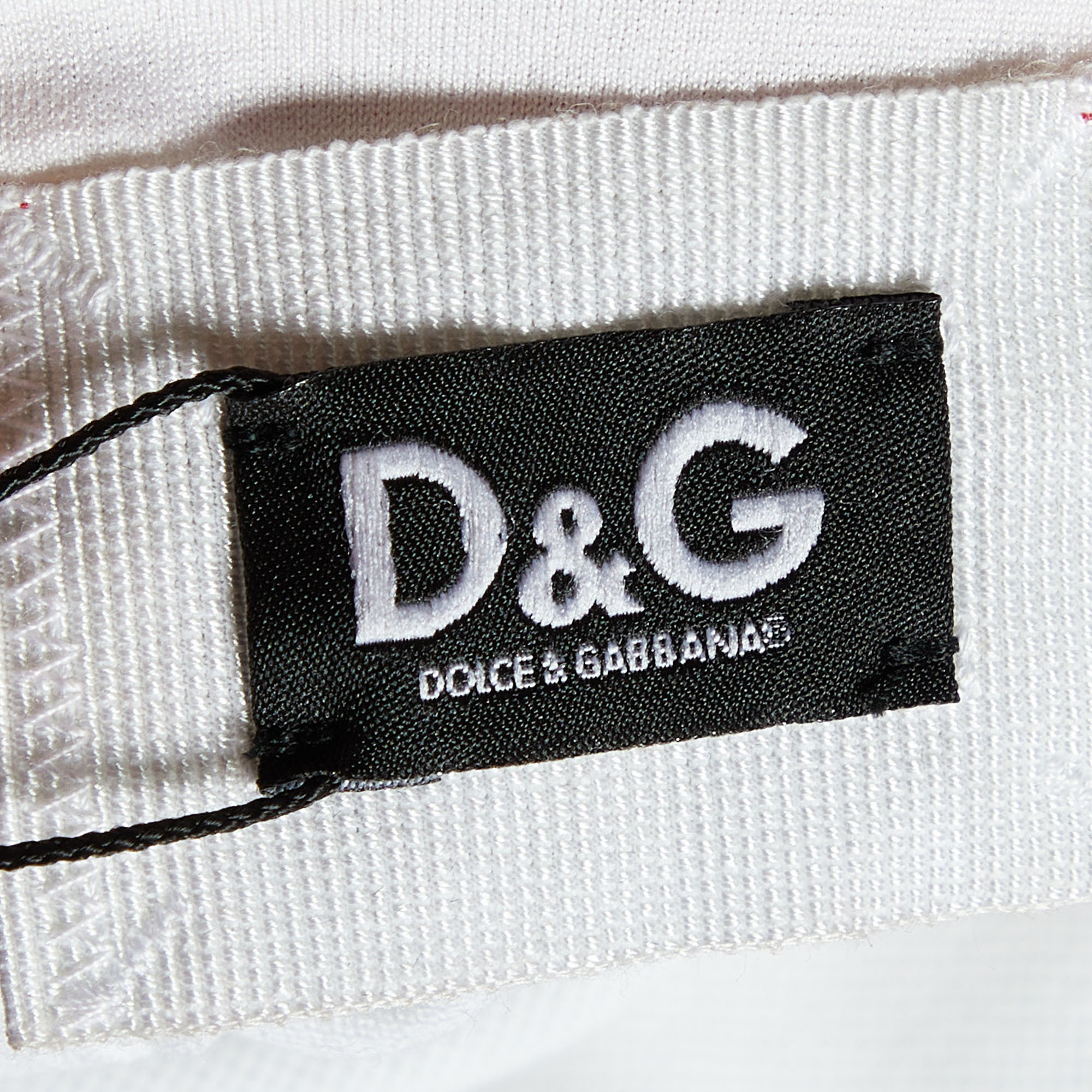 D&G White Cotton Knit Neck Tie Detail Sleeveless Top XL
