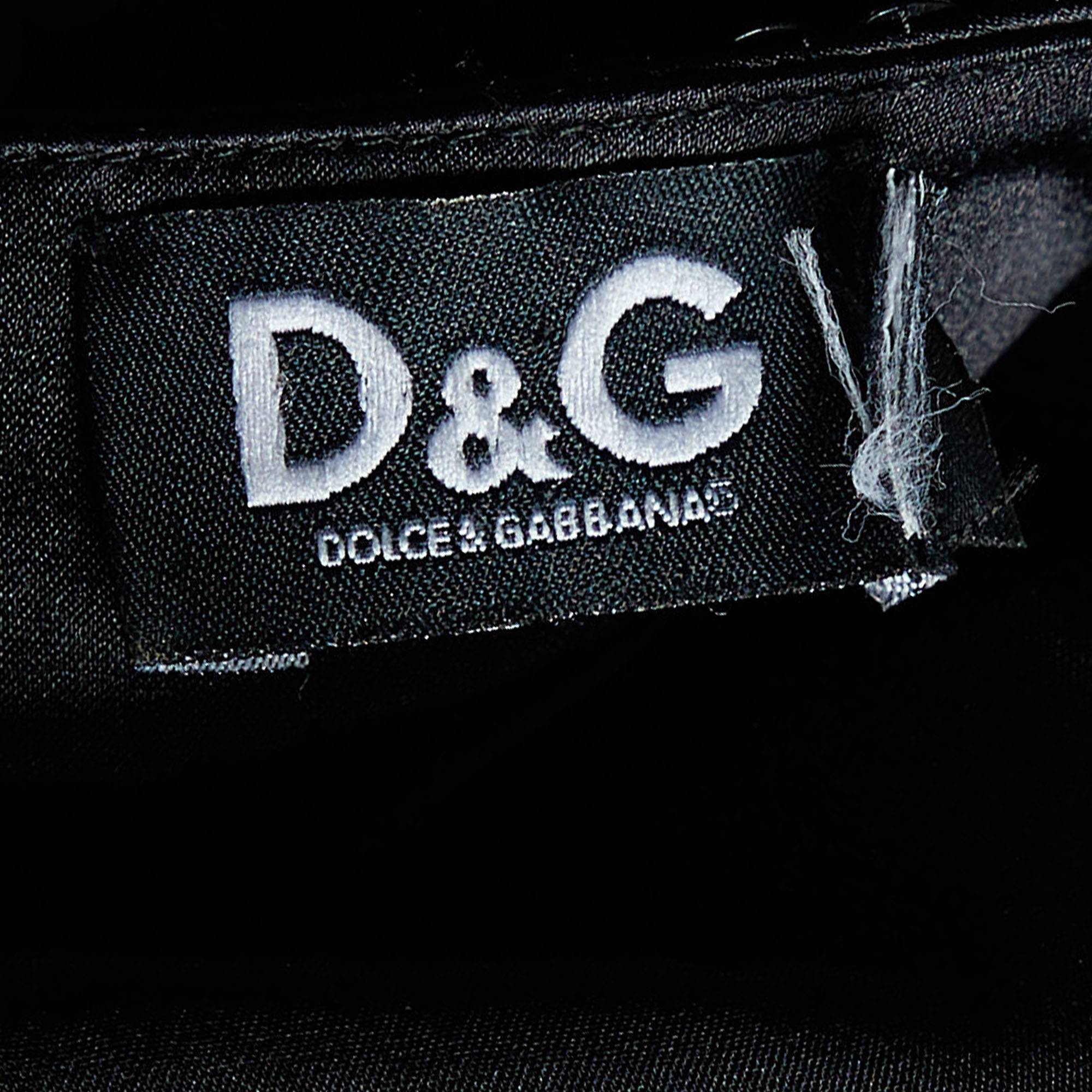 D&G Black Silk & Sequin Sheer Detail Midi Dress M