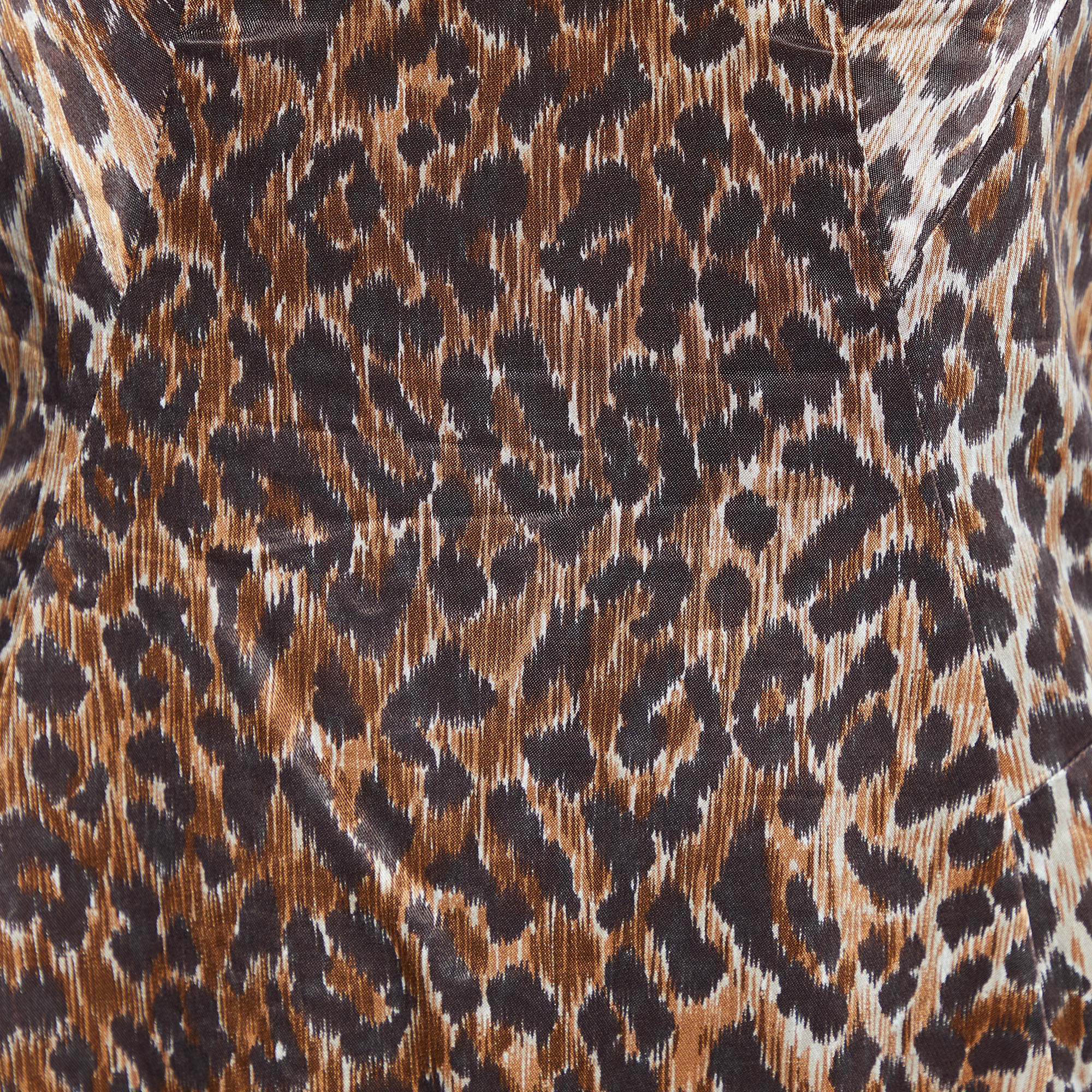 D&G Leopard Printed Retch Satin Bustier Dress M