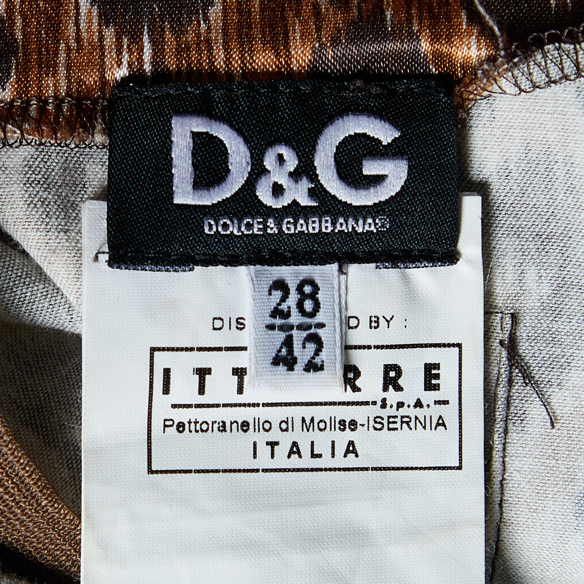 D&G Leopard Printed Retch Satin Bustier Dress M