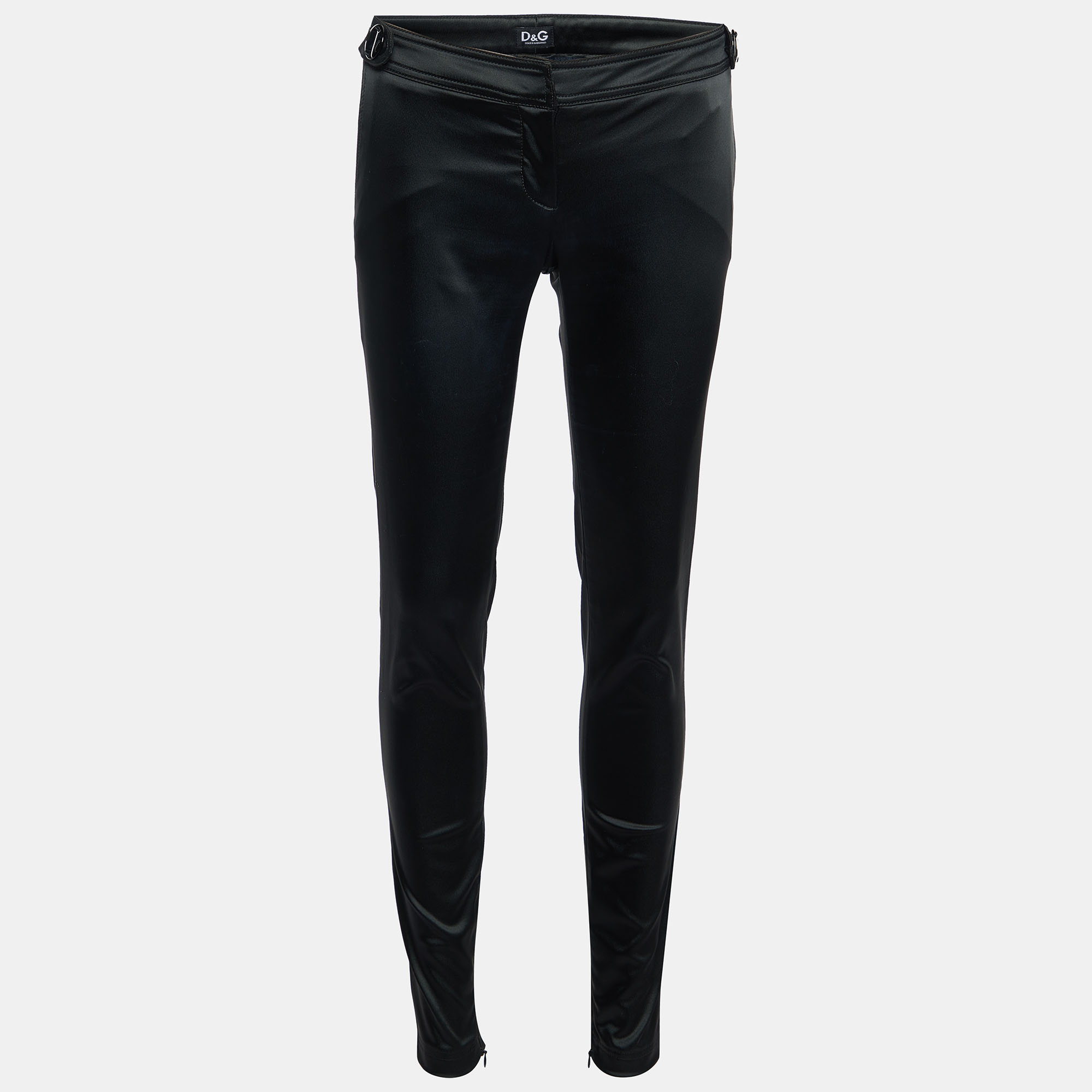 D&g black satin slim fit trousers s