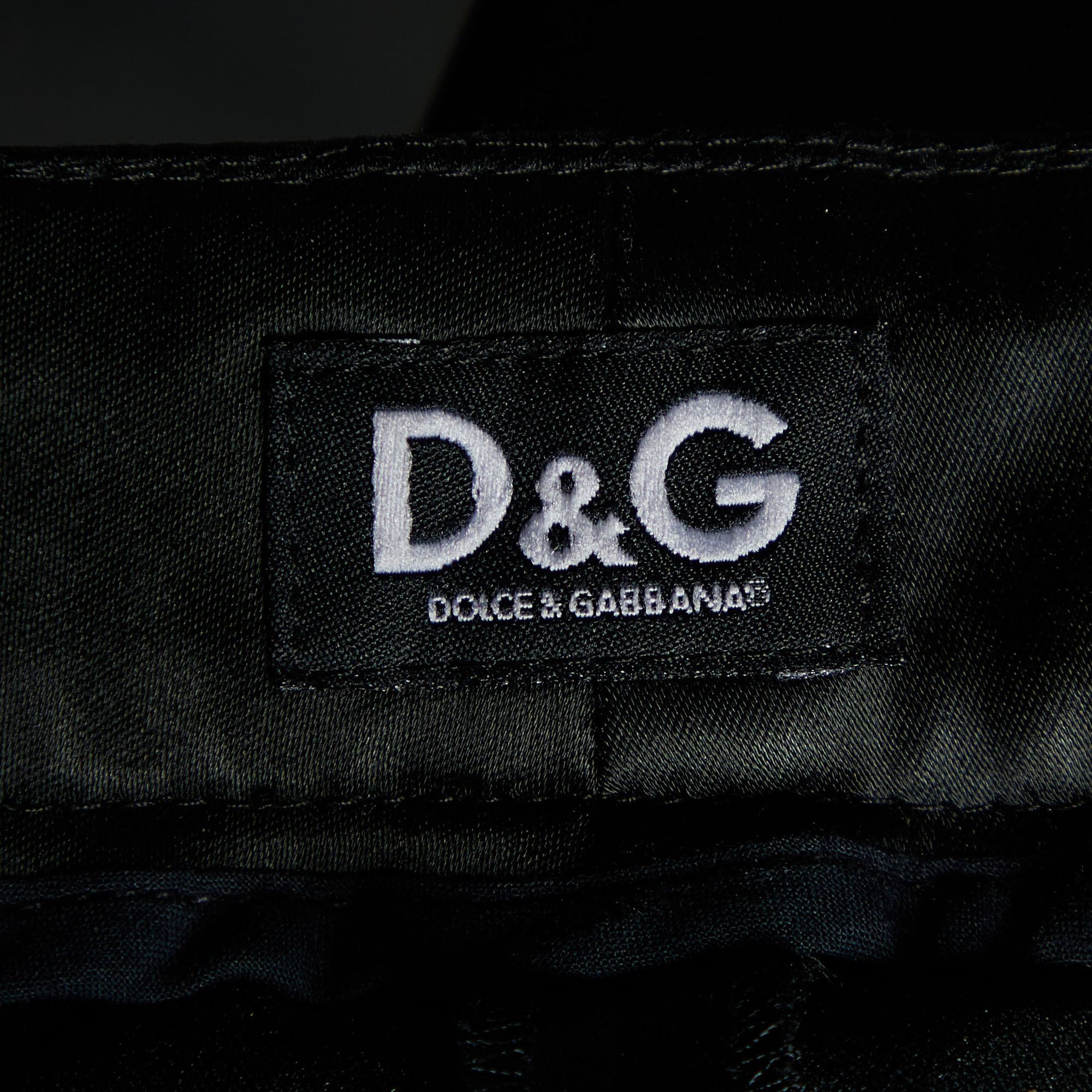 D&G Black Satin Slim Fit Trousers S