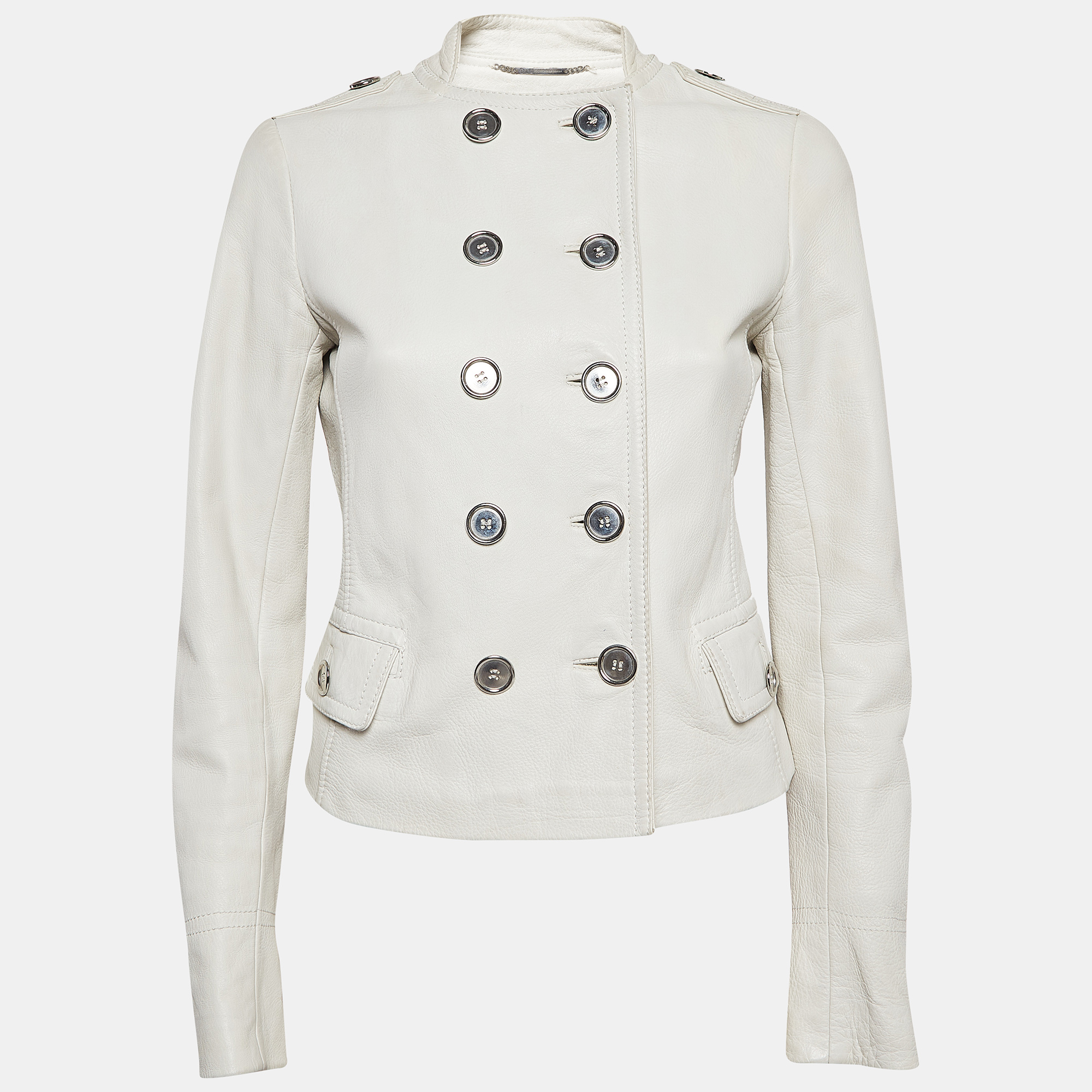 D&g white deer leather double breasted jacket m