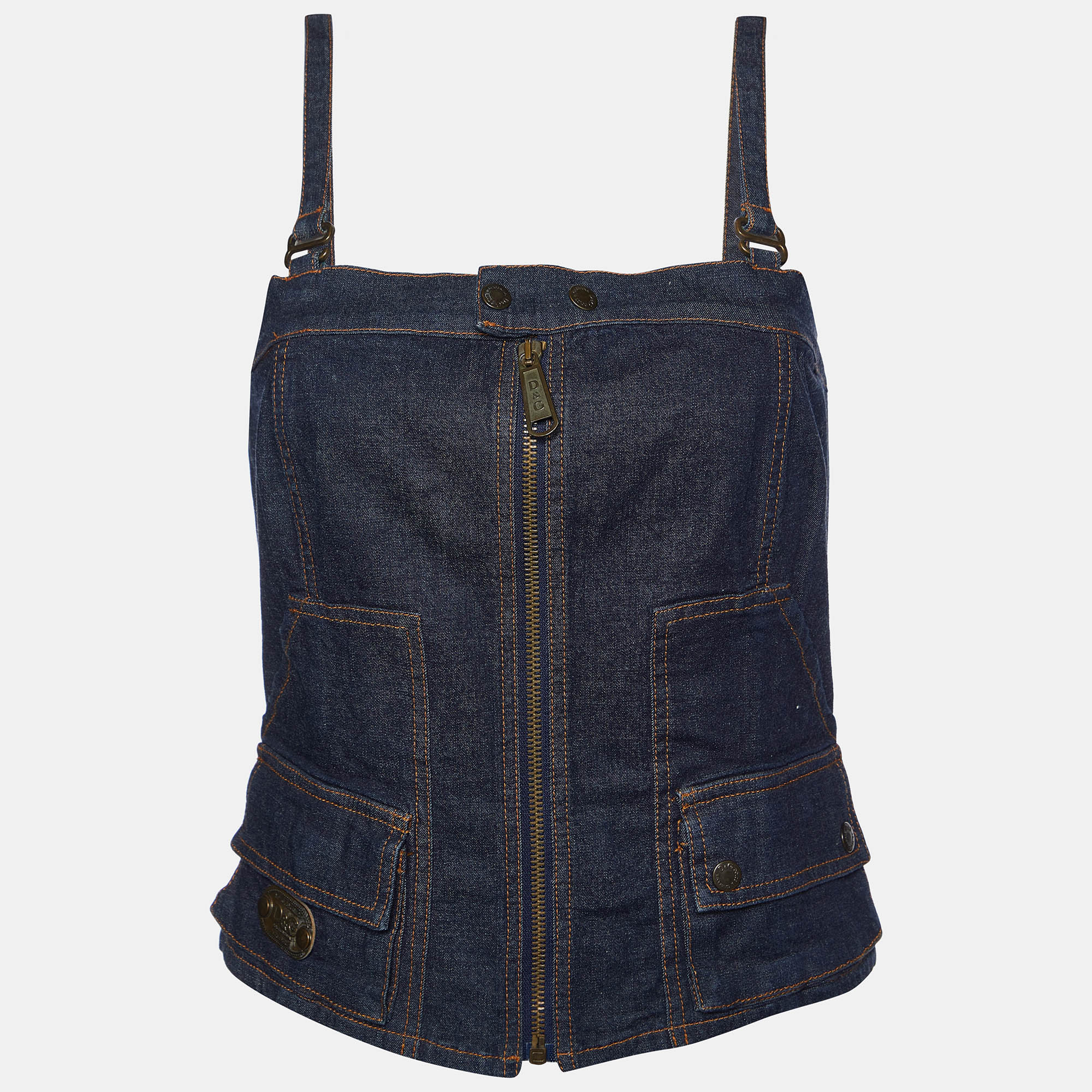 D&g dark blue denim strappy corset top m
