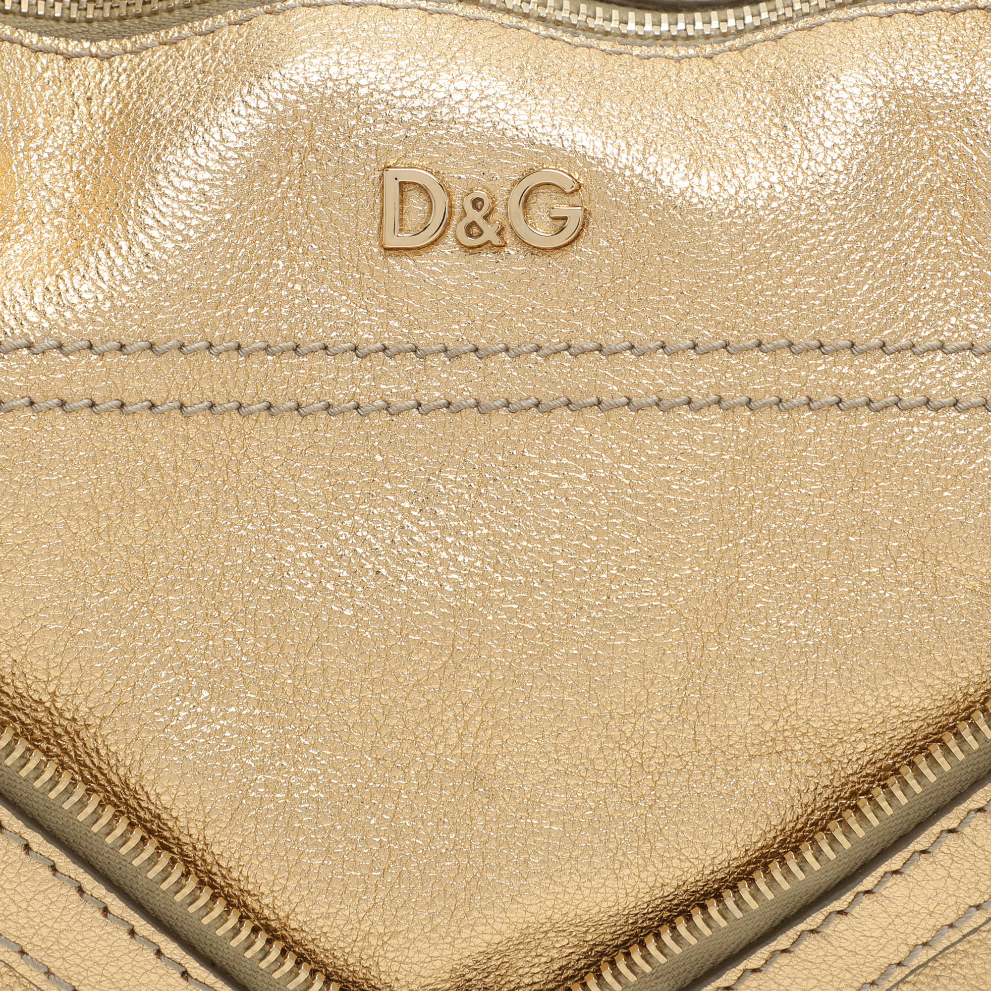 D&G Gold Leather Vilma Top Zip Satchel