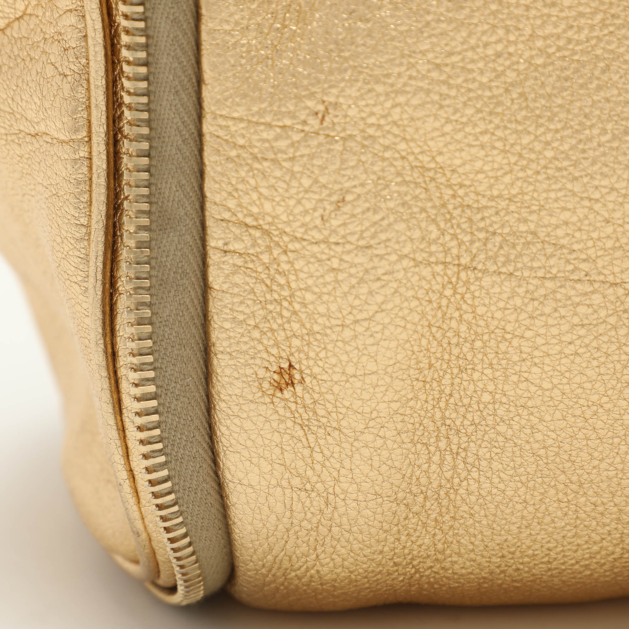 D&G Gold Leather Vilma Top Zip Satchel