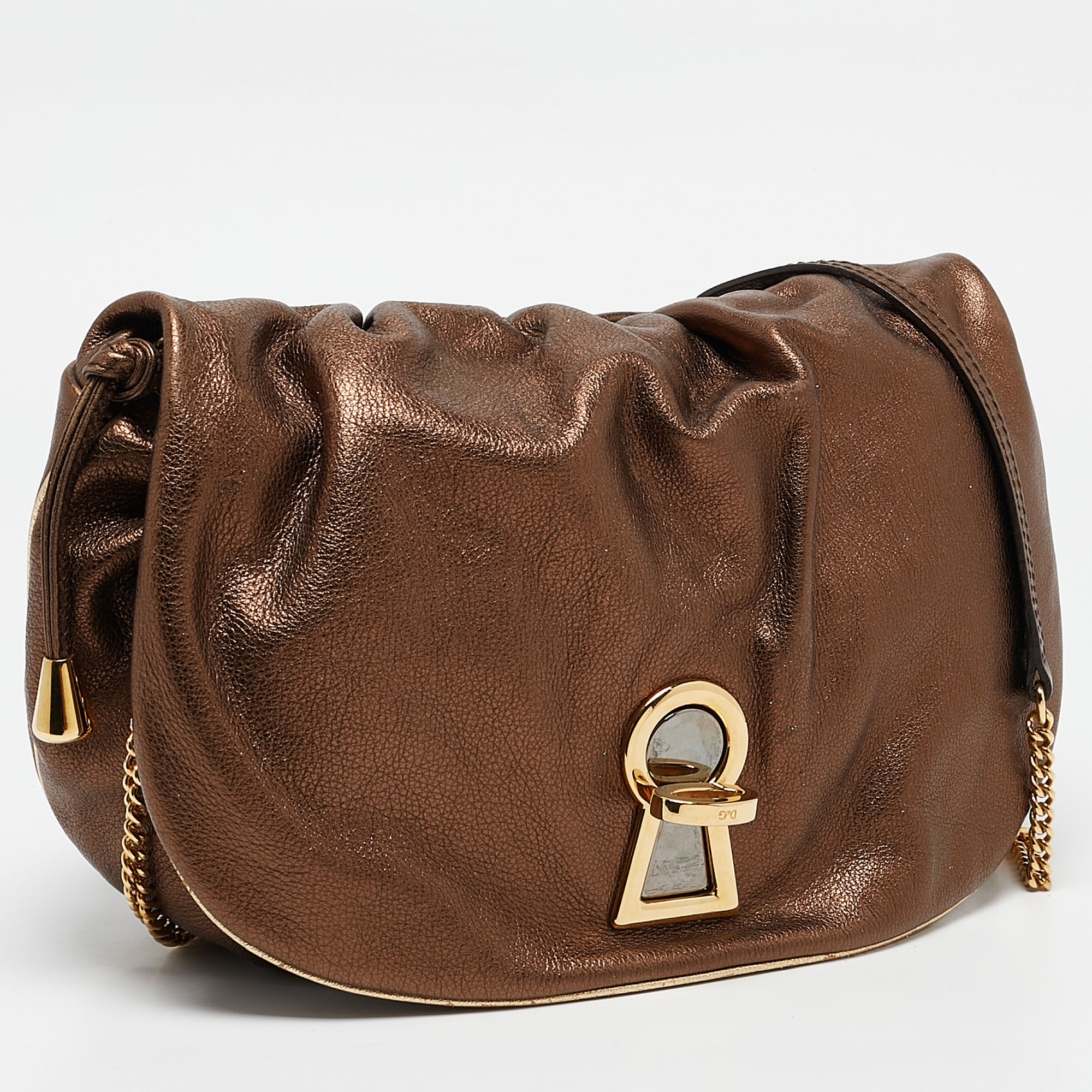 D&G Bronze Leather Vlada Shoulder Bag