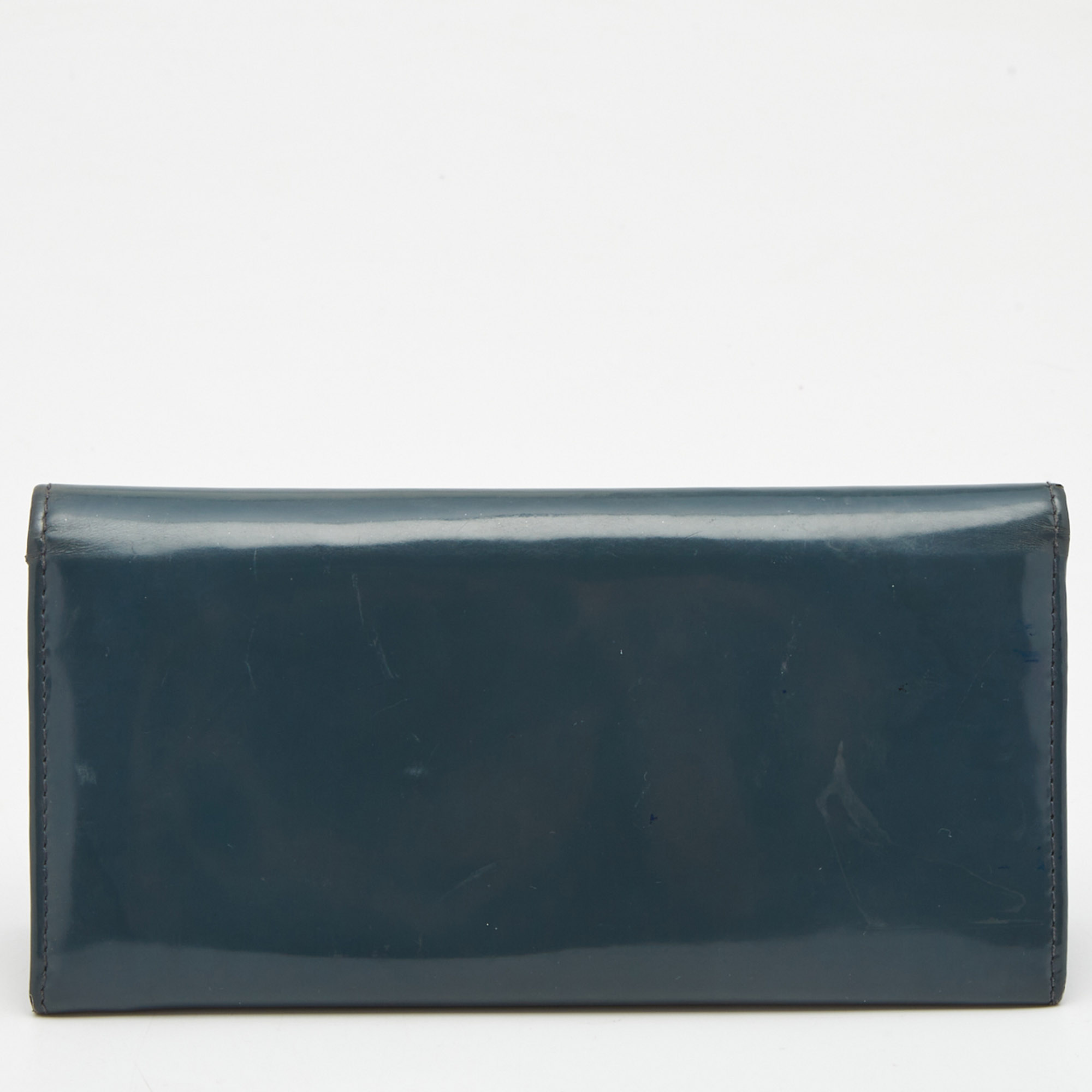 D&G Blue Patent Leather Logo Flap Continental Wallet