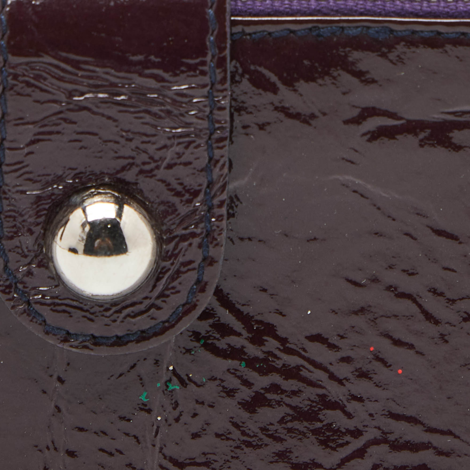 D&G Plum Patent Leather Double Zip Bifold Flap Wallet