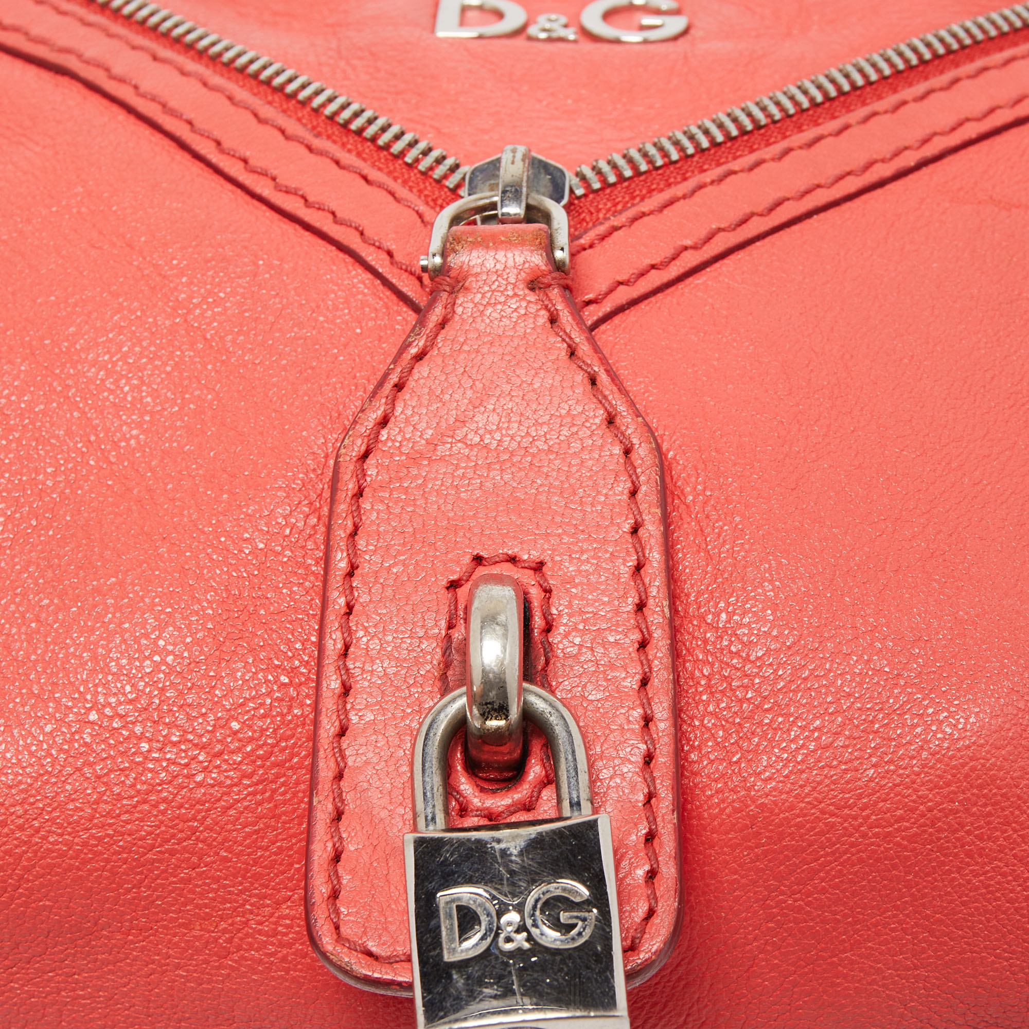 D&G Coral Orange Leather Vilma Crossbody Bag