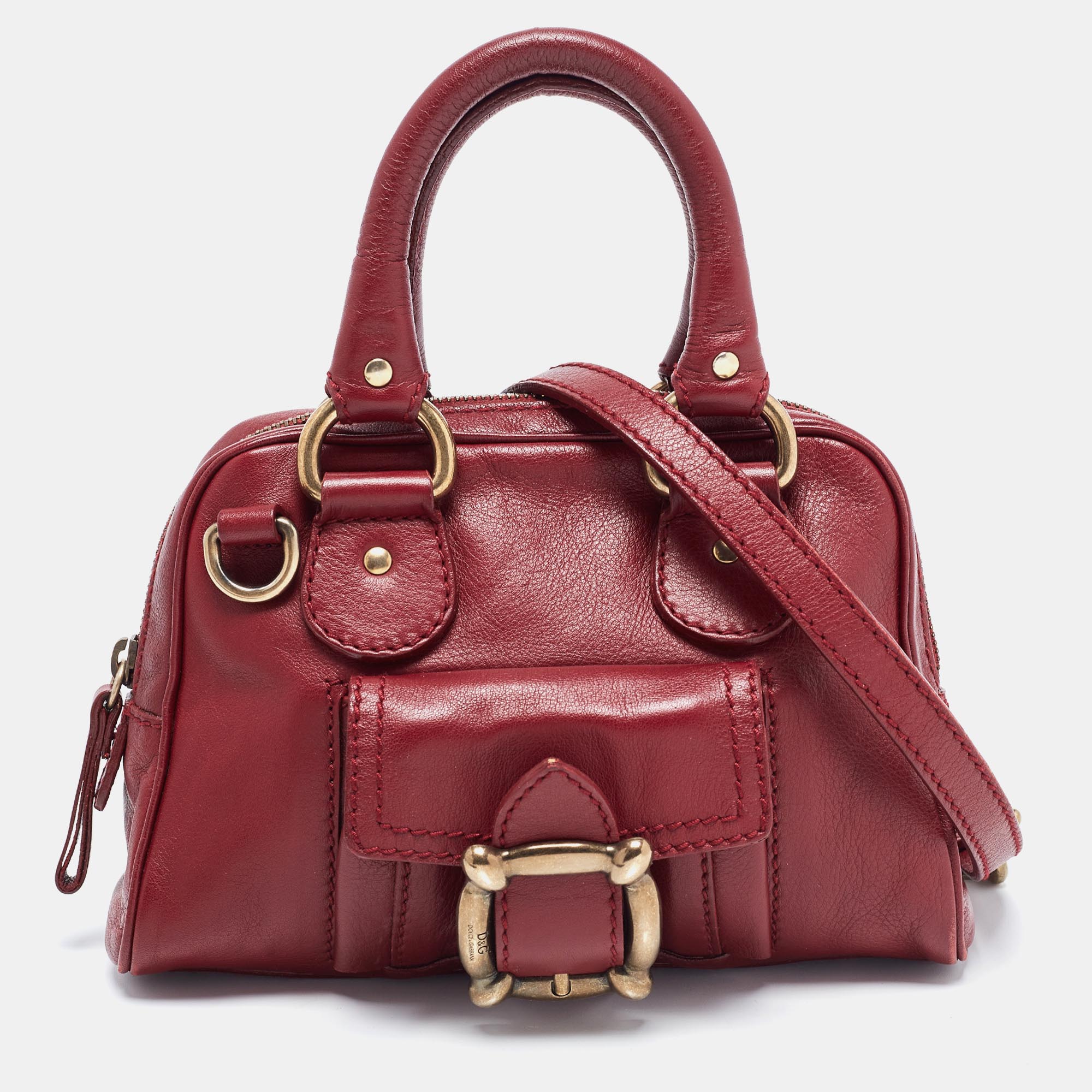 D&g maroon leather satchel