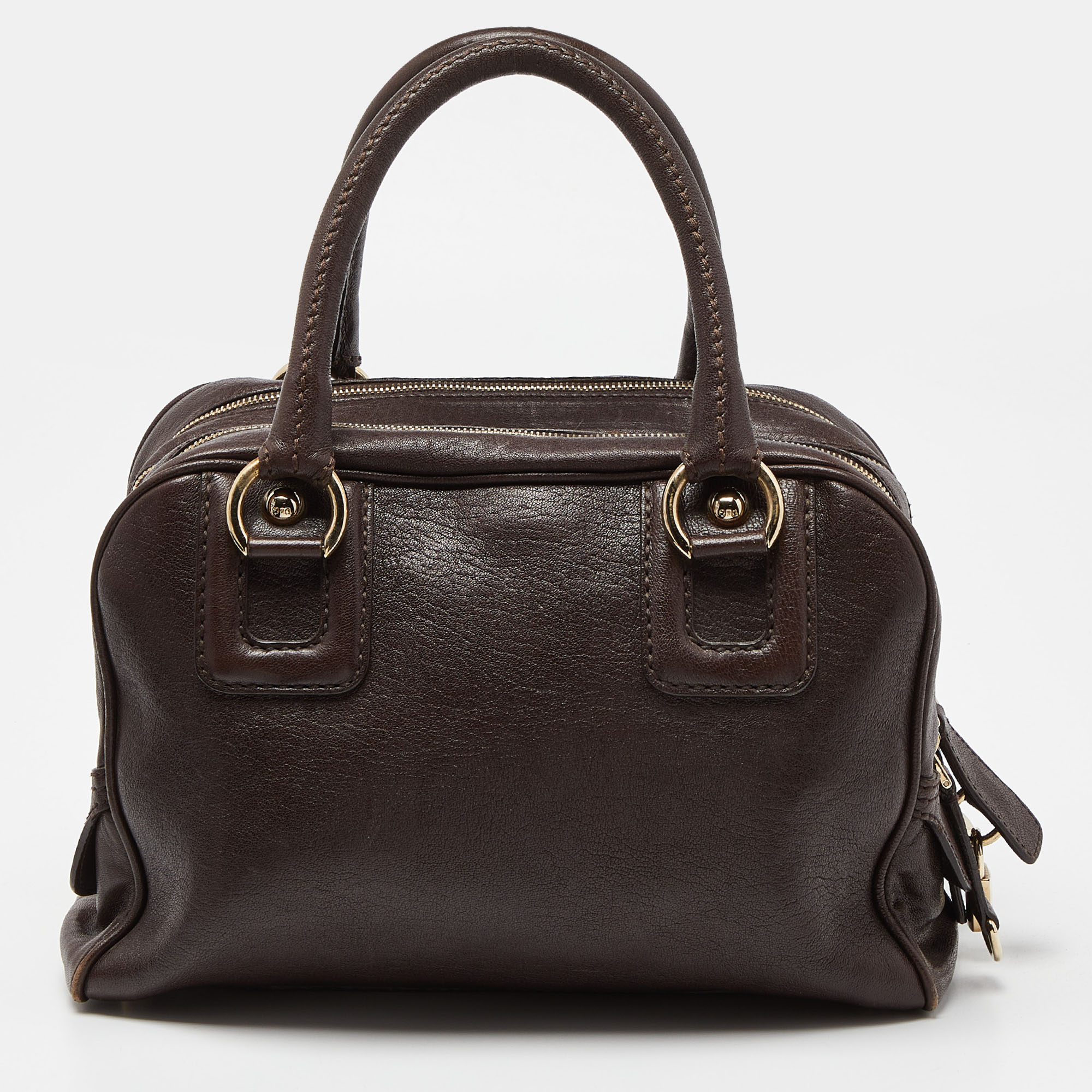 D&G Brown Leather Lily Zip Bag