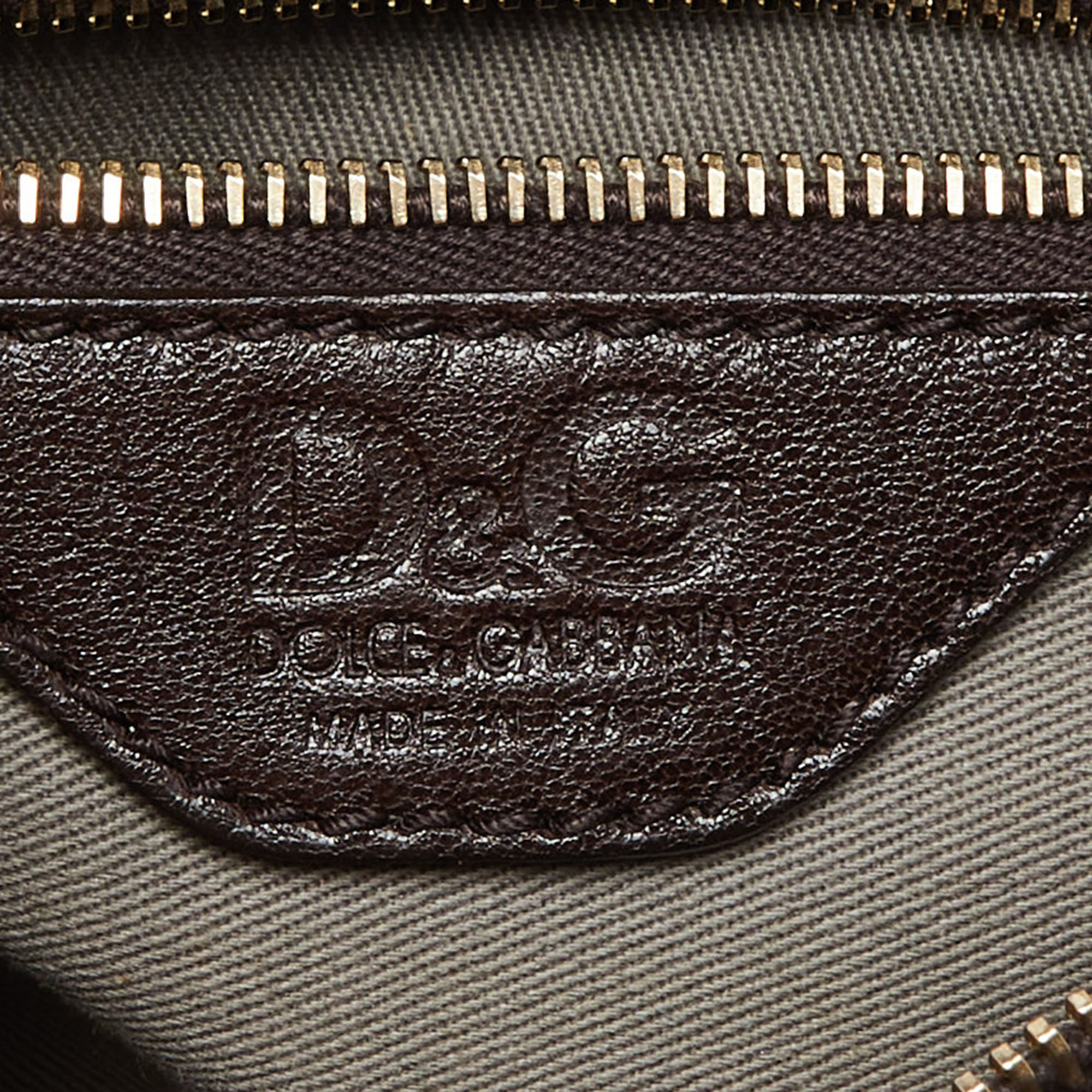 D&G Brown Leather Lily Zip Bag