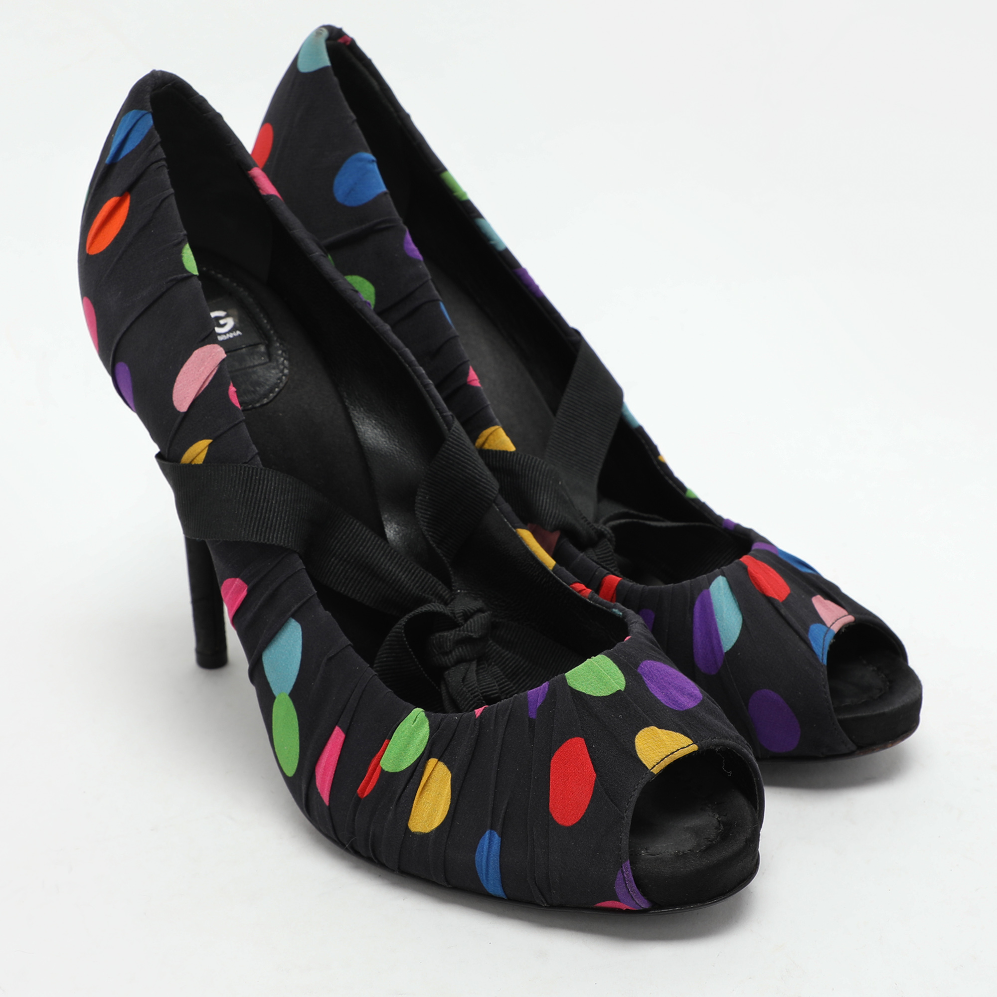 D&G Multicolor Fabric Peep Toe Pumps Size 41