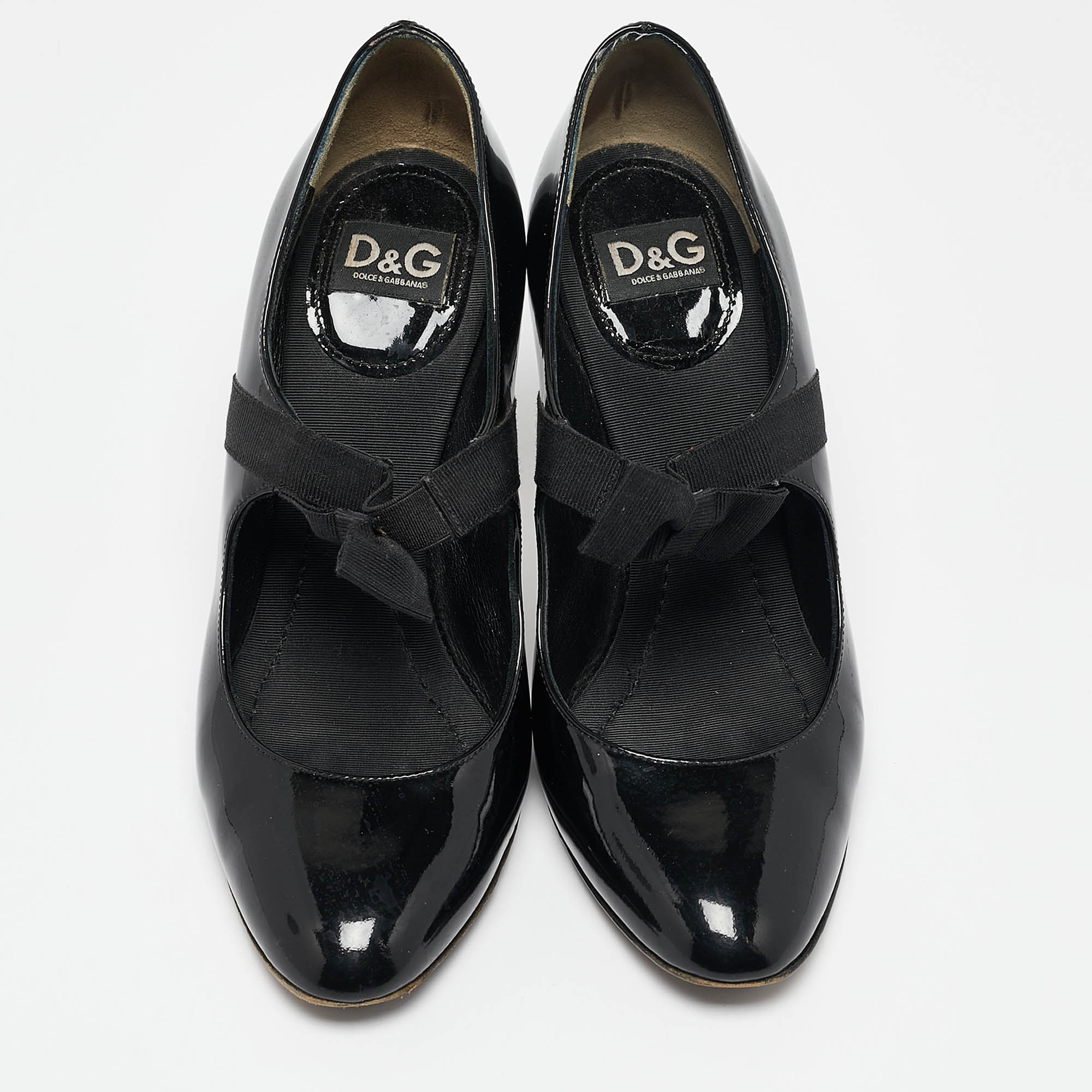 D&G Black Patent Leather Bow Mary Jane Pumps Size 36