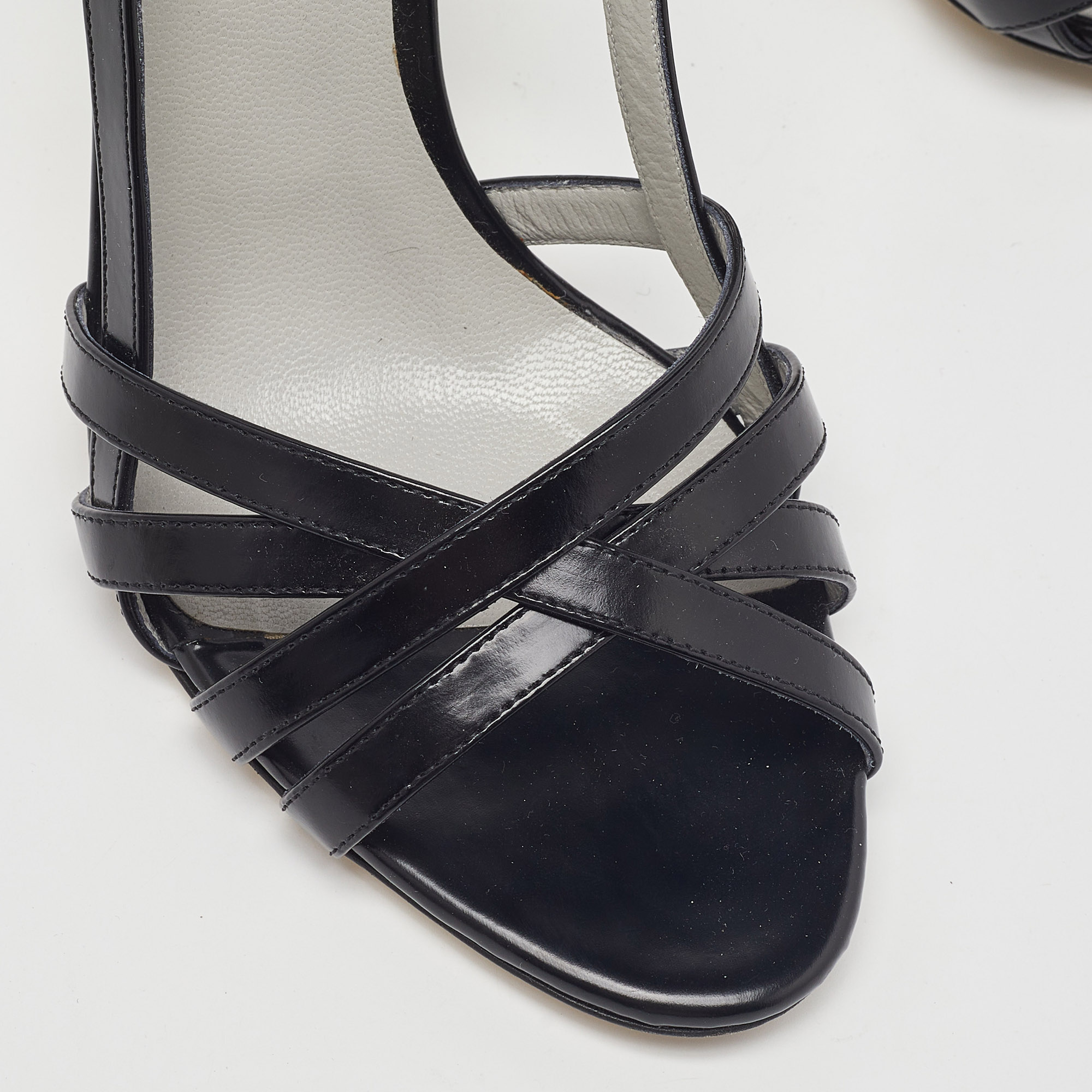 D&G Black Leather Strappy Slingback Sandals Size 39