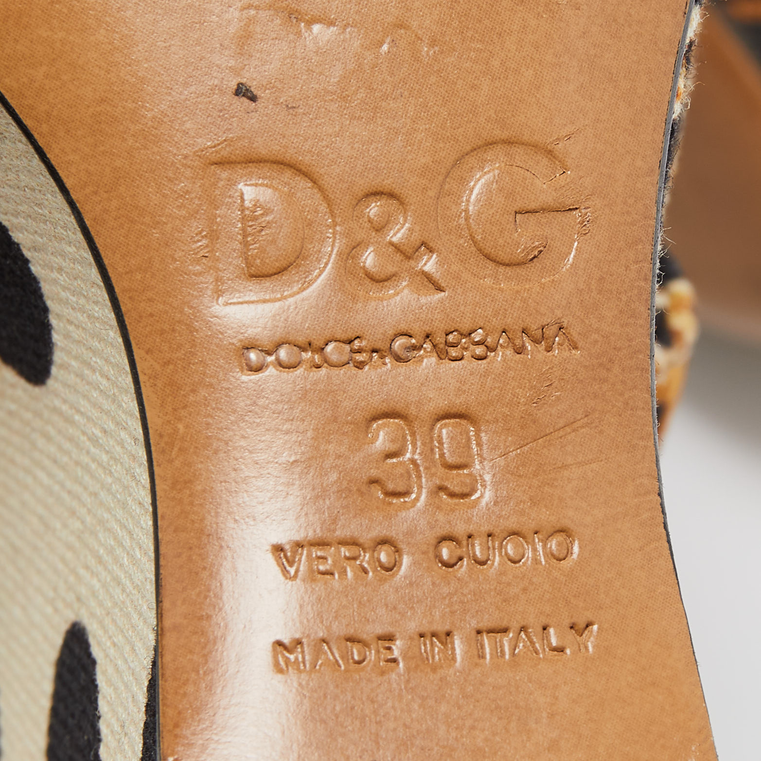 D&G Multicolor Canvas Wedge Platform Sandals Size 39