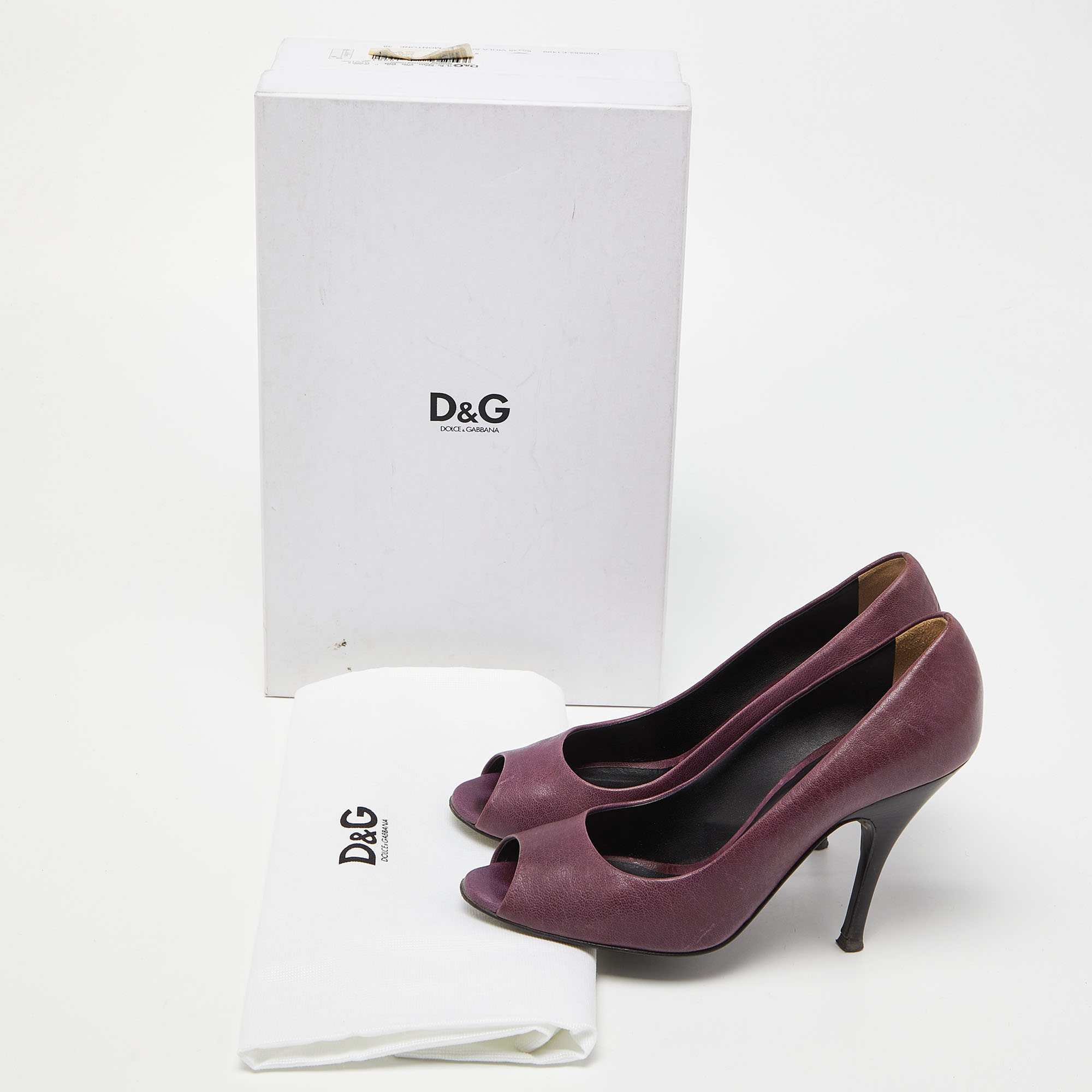 D&G Burgundy Leather Peep Toe Pumps Size 38