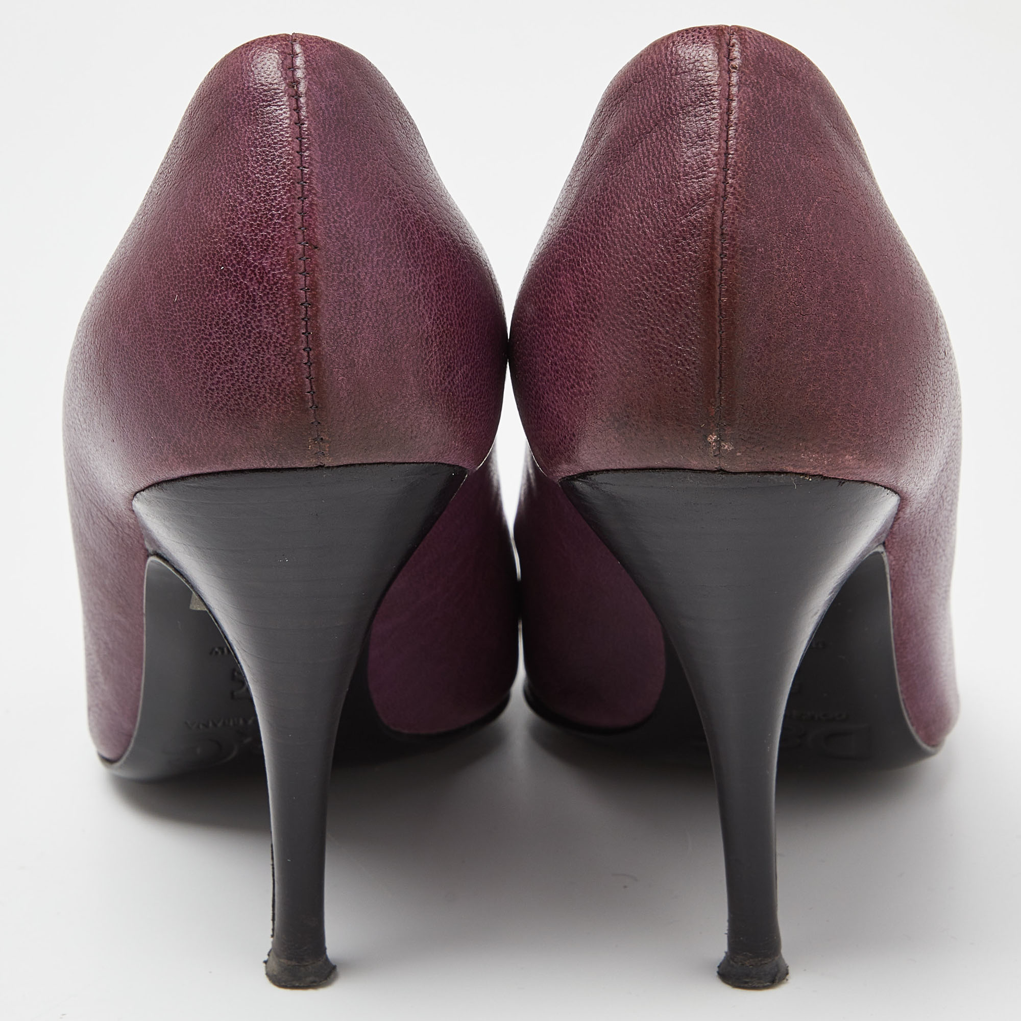 D&G Burgundy Leather Peep Toe Pumps Size 38