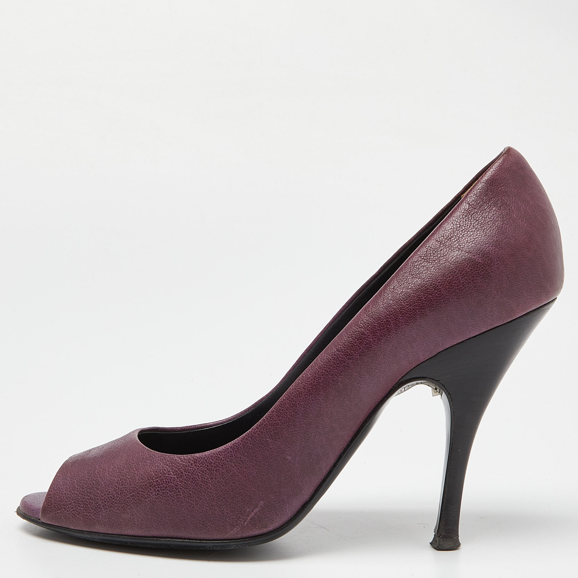 D&g burgundy leather peep toe pumps size 38
