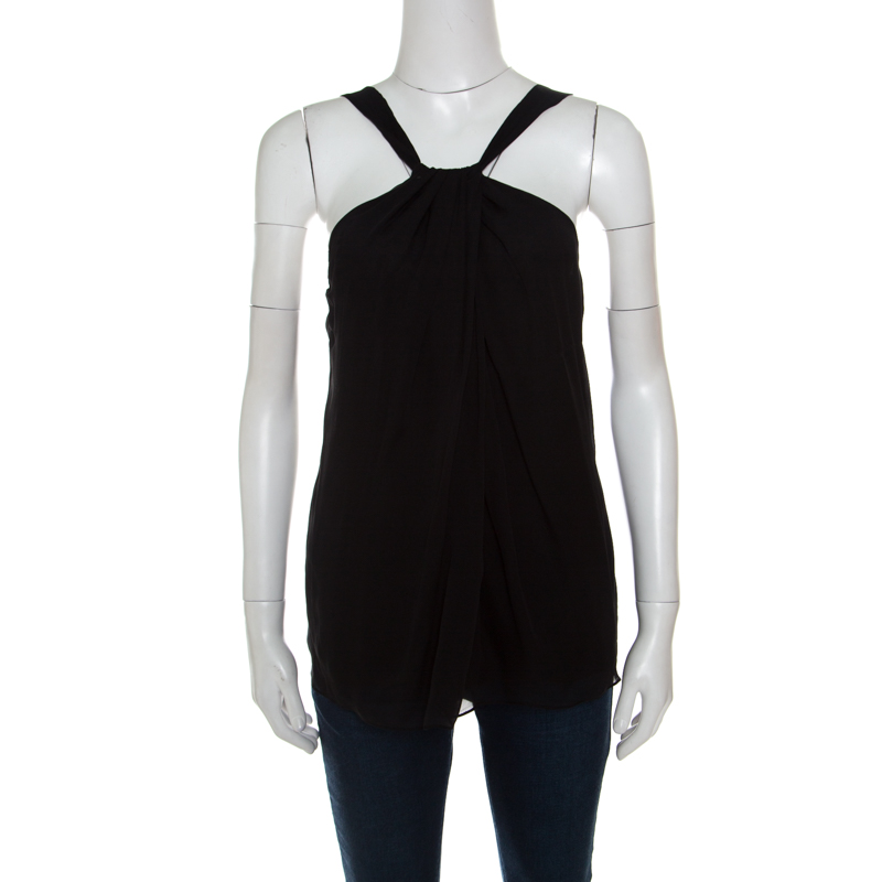 Image of Diane von Furstenberg Black Silk Sleeveless Lilita Top S