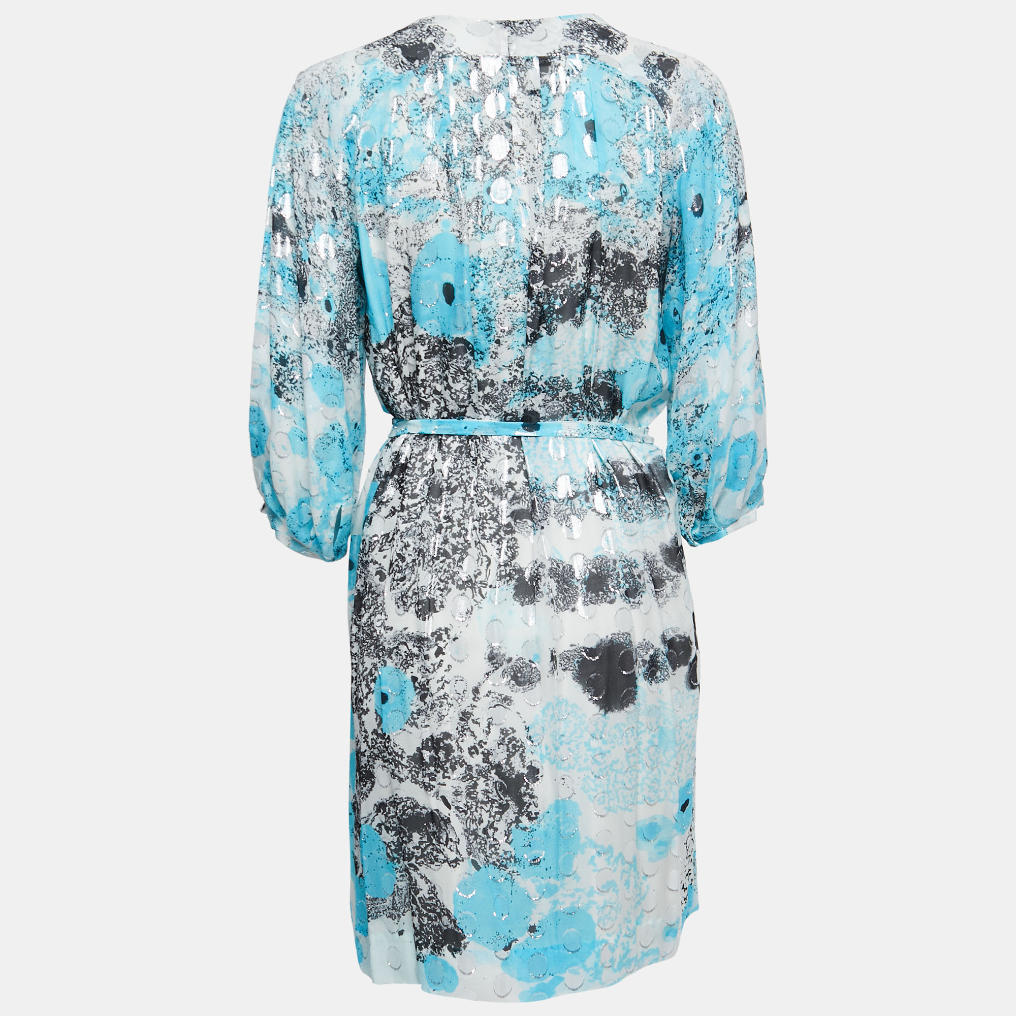 

Diane Von Furstenberg Blue Met Dot Silk Mini Wrap Dress