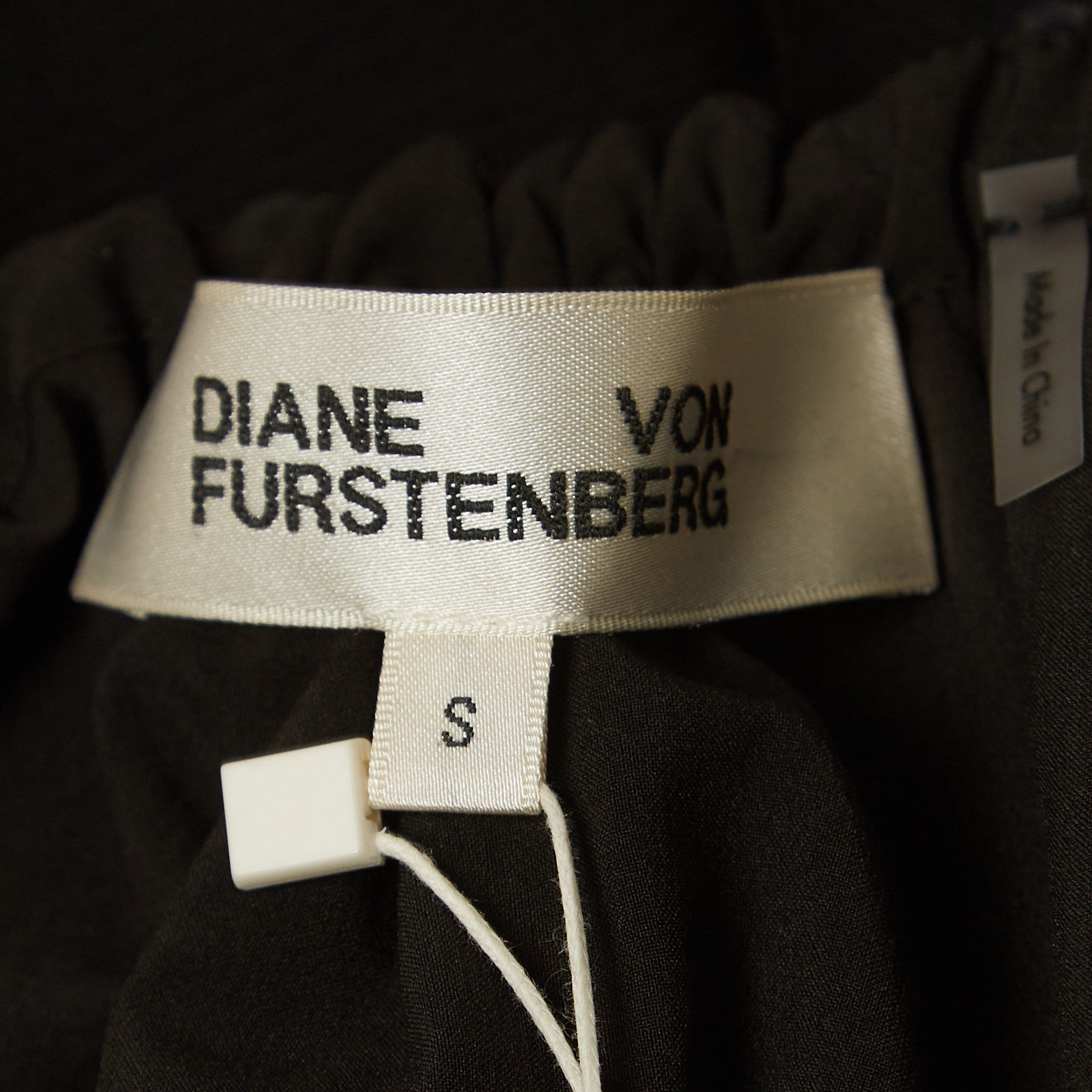 Diane Von Furstenberg Black Polka Dot Print Silk Chiffon Long Sleeve Blouse S
