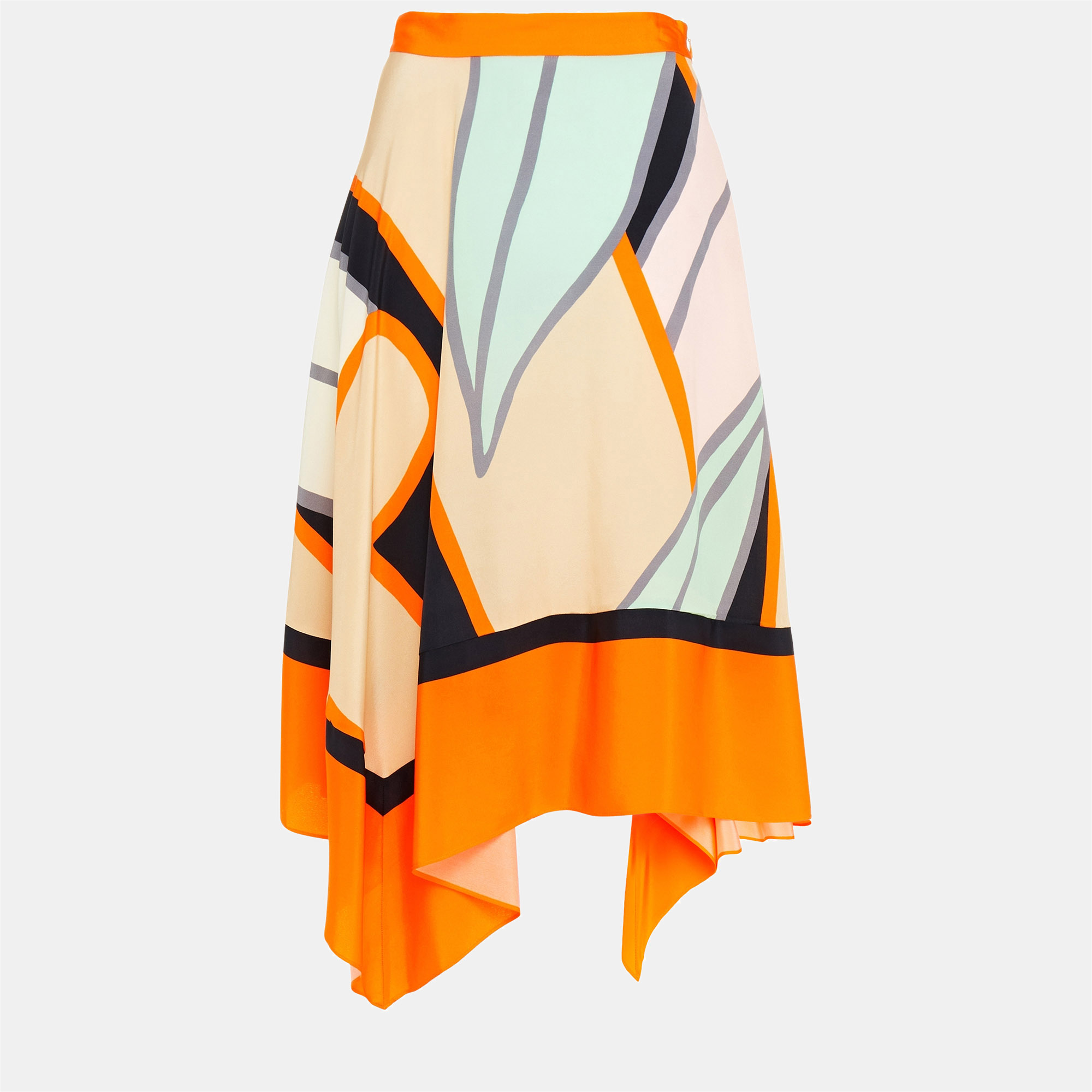 Diane von furstenberg multicolor printed silk midi skirt m (us 8)