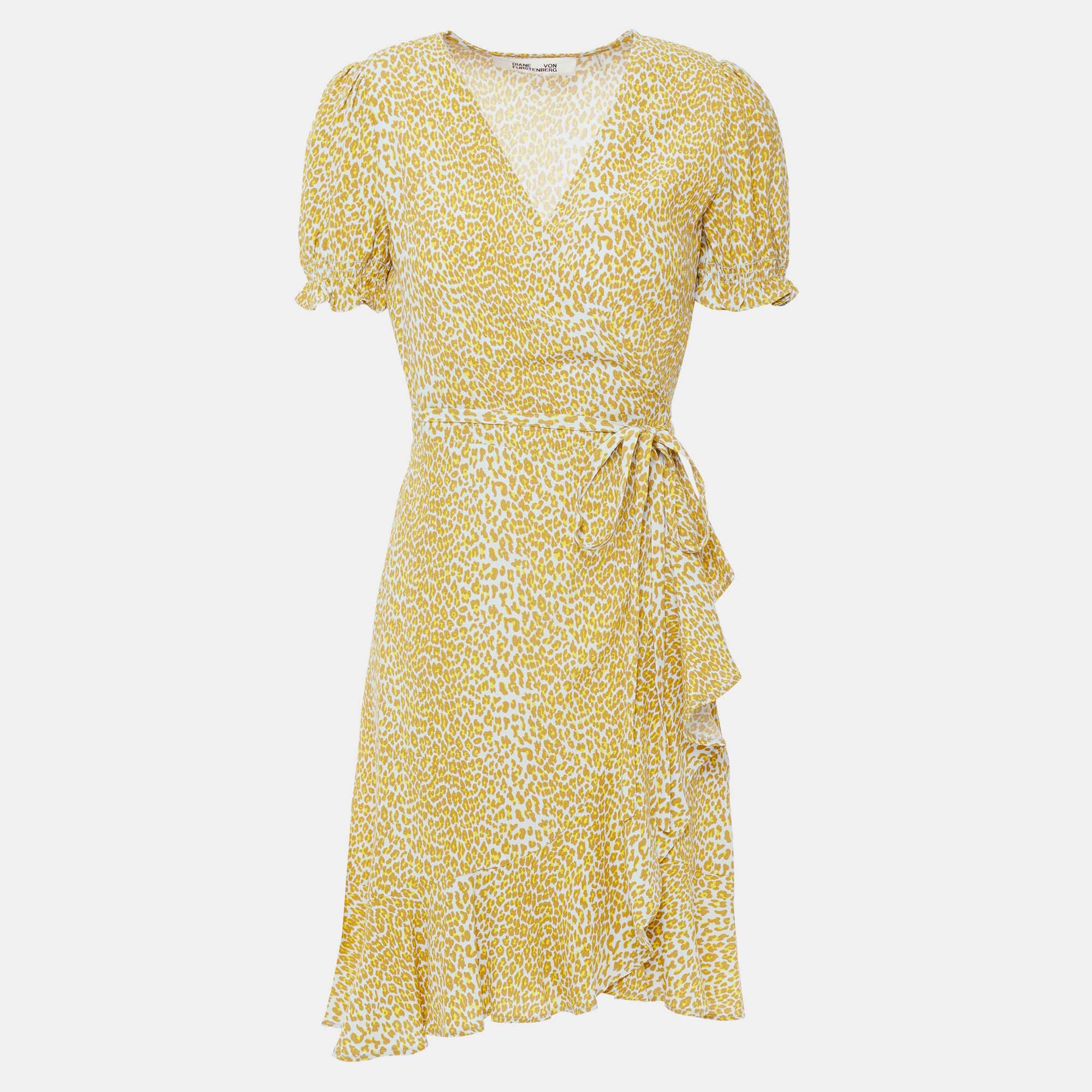 

Diane Von Furstenberg Yellow Viscose Mini Wrap Dress