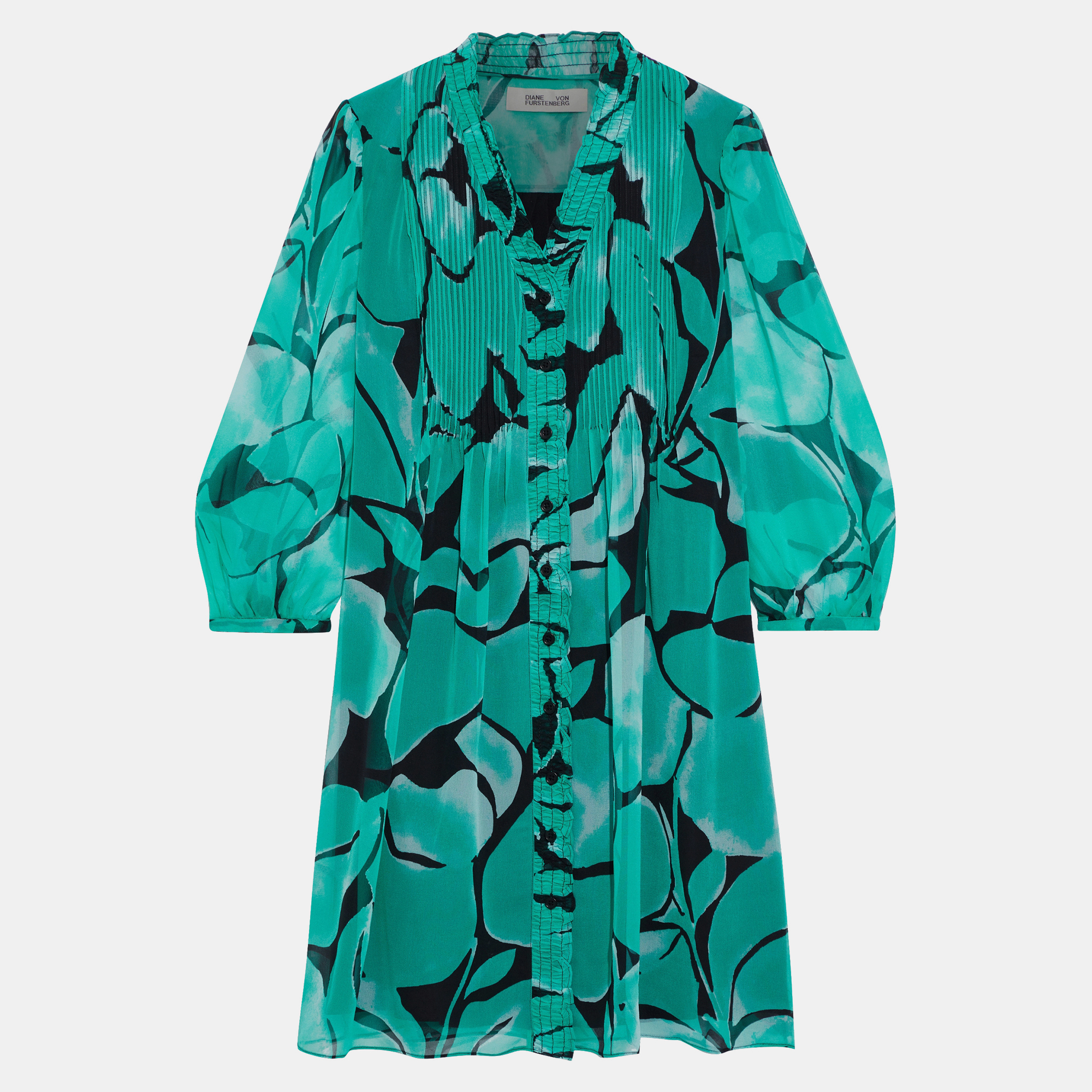 Diane von furstenberg green printed silk mini dress s