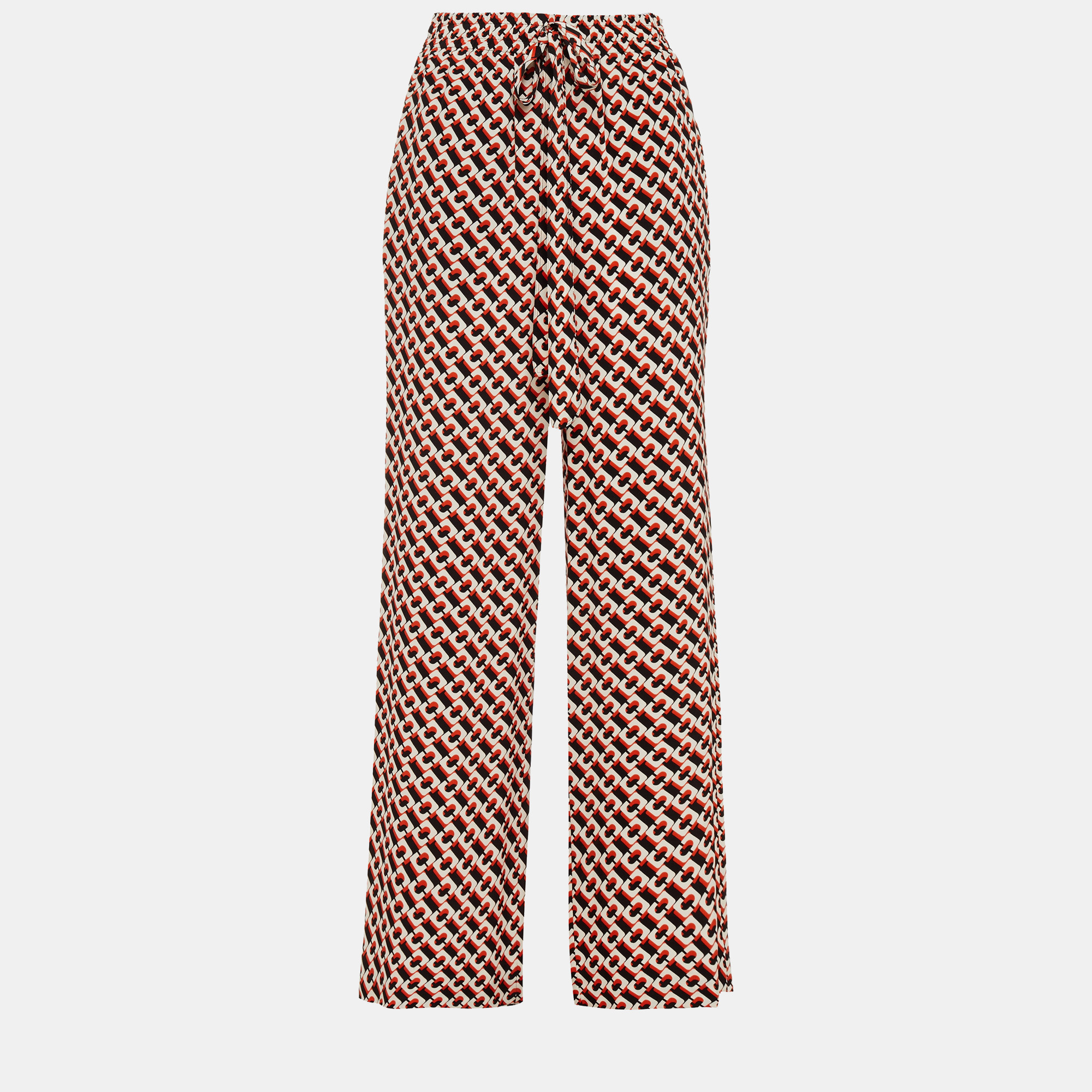 Diane von furstenberg multicolor printed silk wide leg pants xs