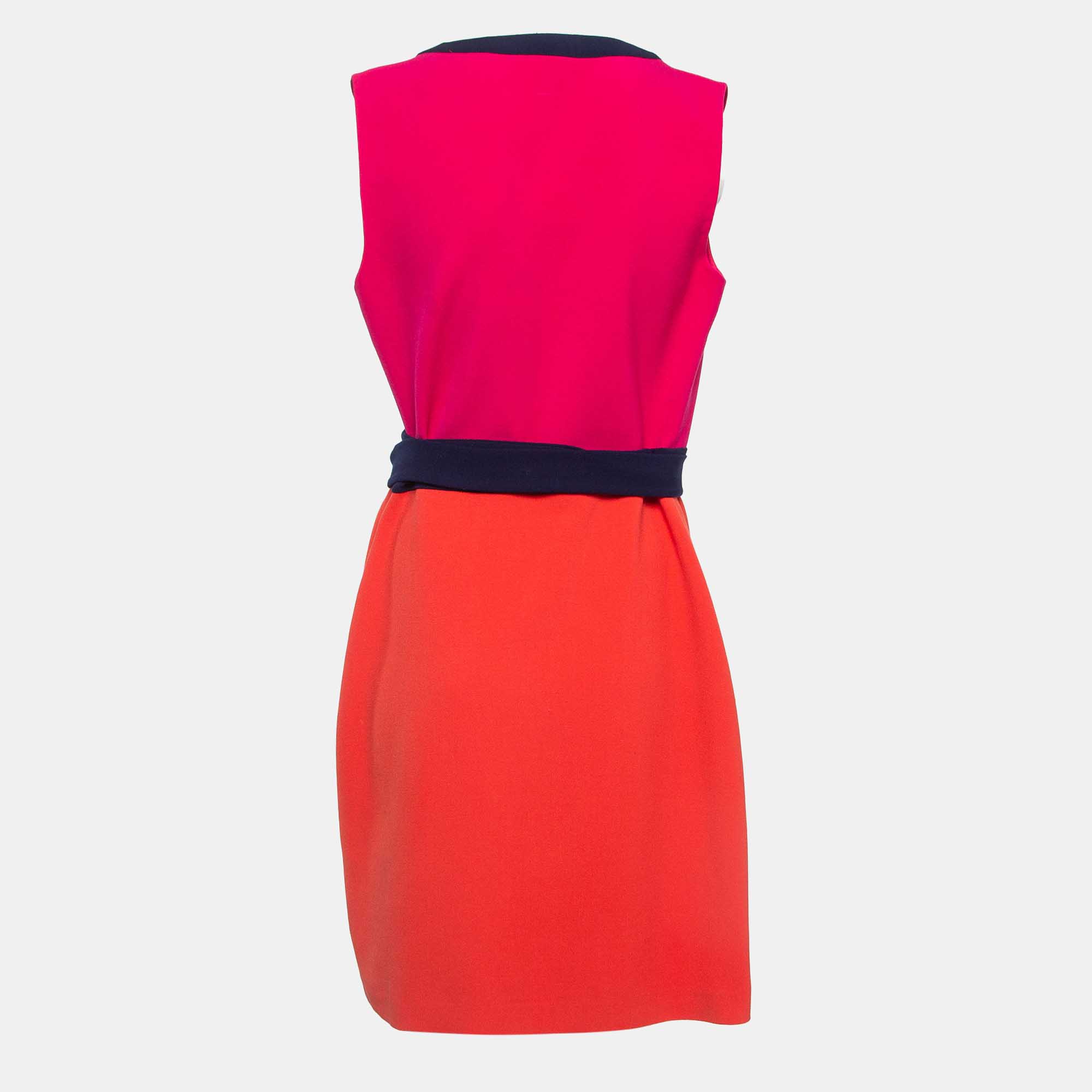 Diane Von Furstenberg Pink/Orange Crepe Wrap Mini Dress S